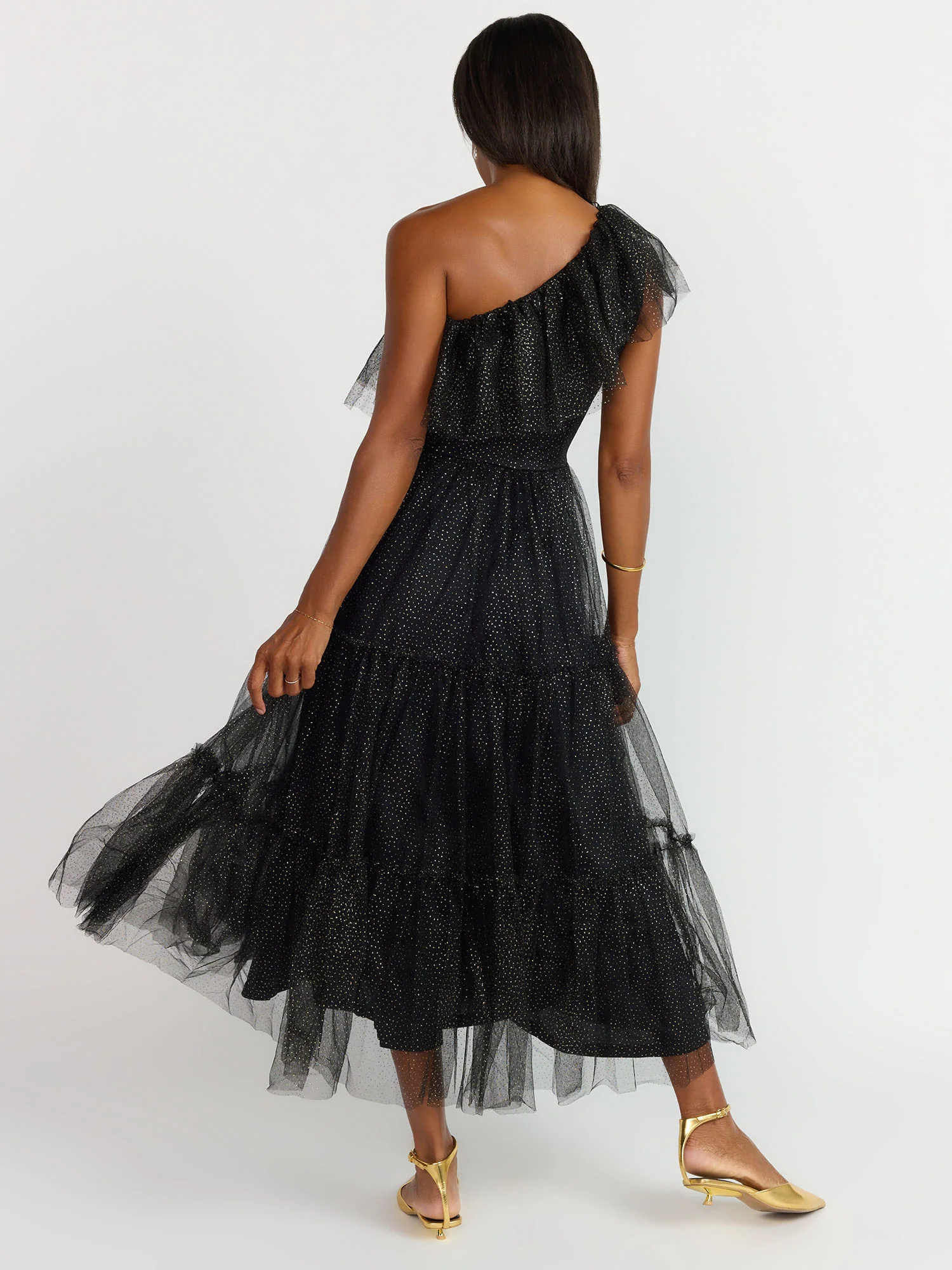 Flying Tomato One Shoulder Glitter Tiered Dress - Brands We Love - Image 4