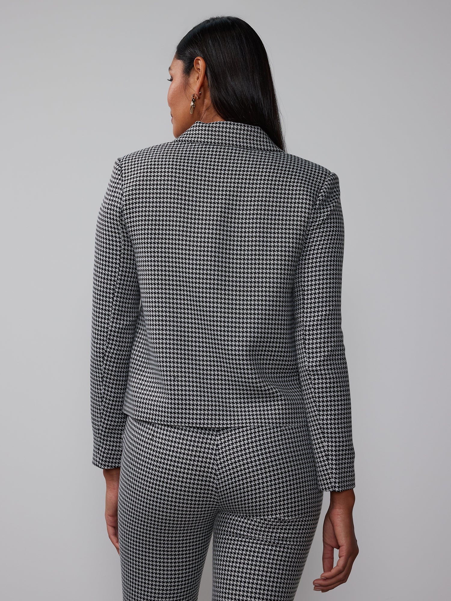 Houndstooth Collared Cropped Jacket - Image 3