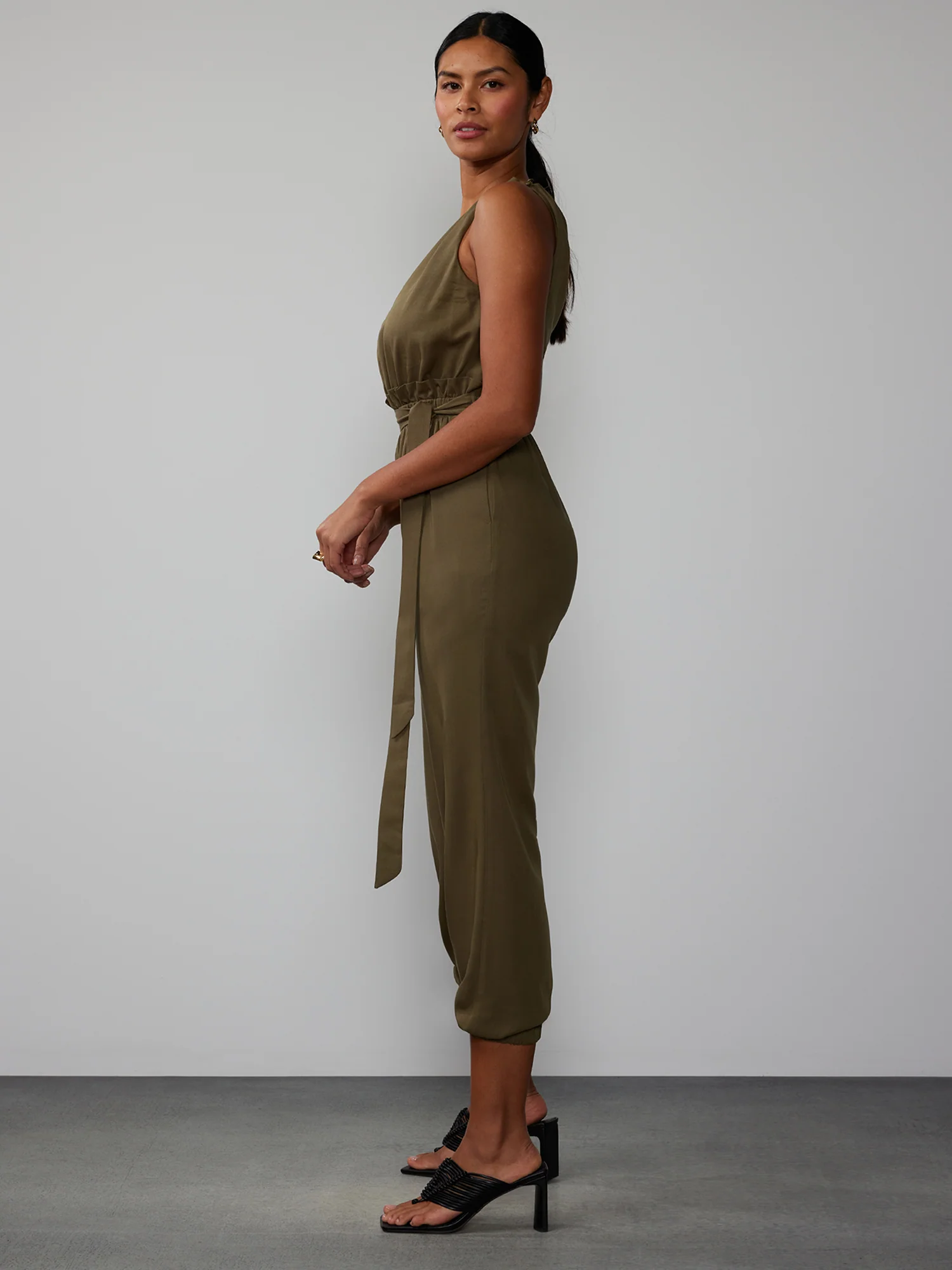 One Shoulder Paperbag Waist Jumpsuit - Image 2