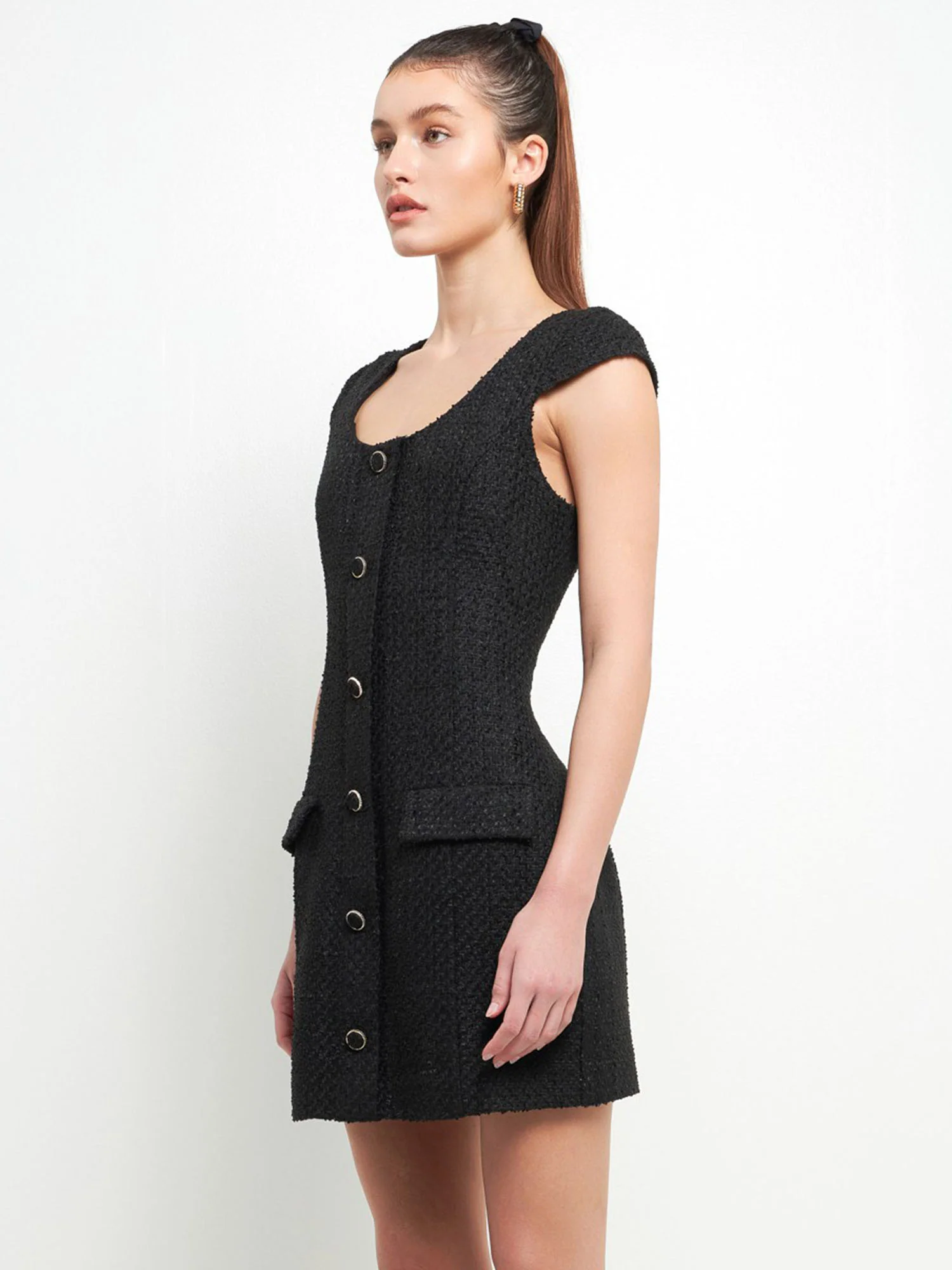 Endless Rose Cap Sleeve Scoop Neck Tweed Sheath Mini Dress - Brands We Love - Image 4