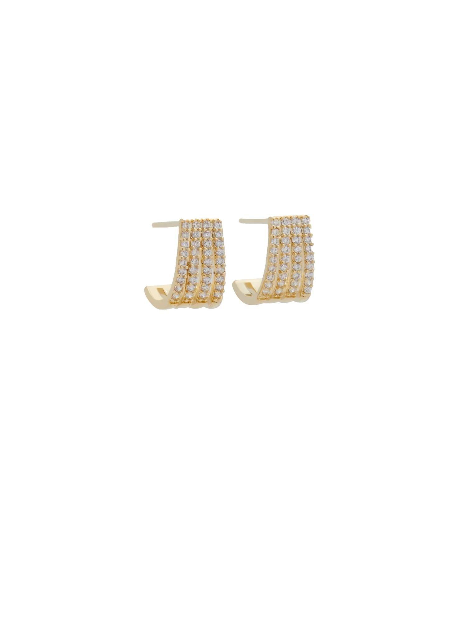 14K Demi Fine/Sterling Silver Base Multi Row CZ Earrings