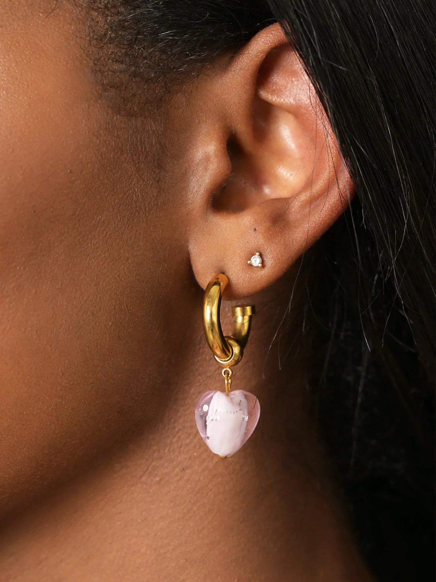 Simone The Label 14K Gold Plated Heart Drop Hoop Earrings - Brands We Love