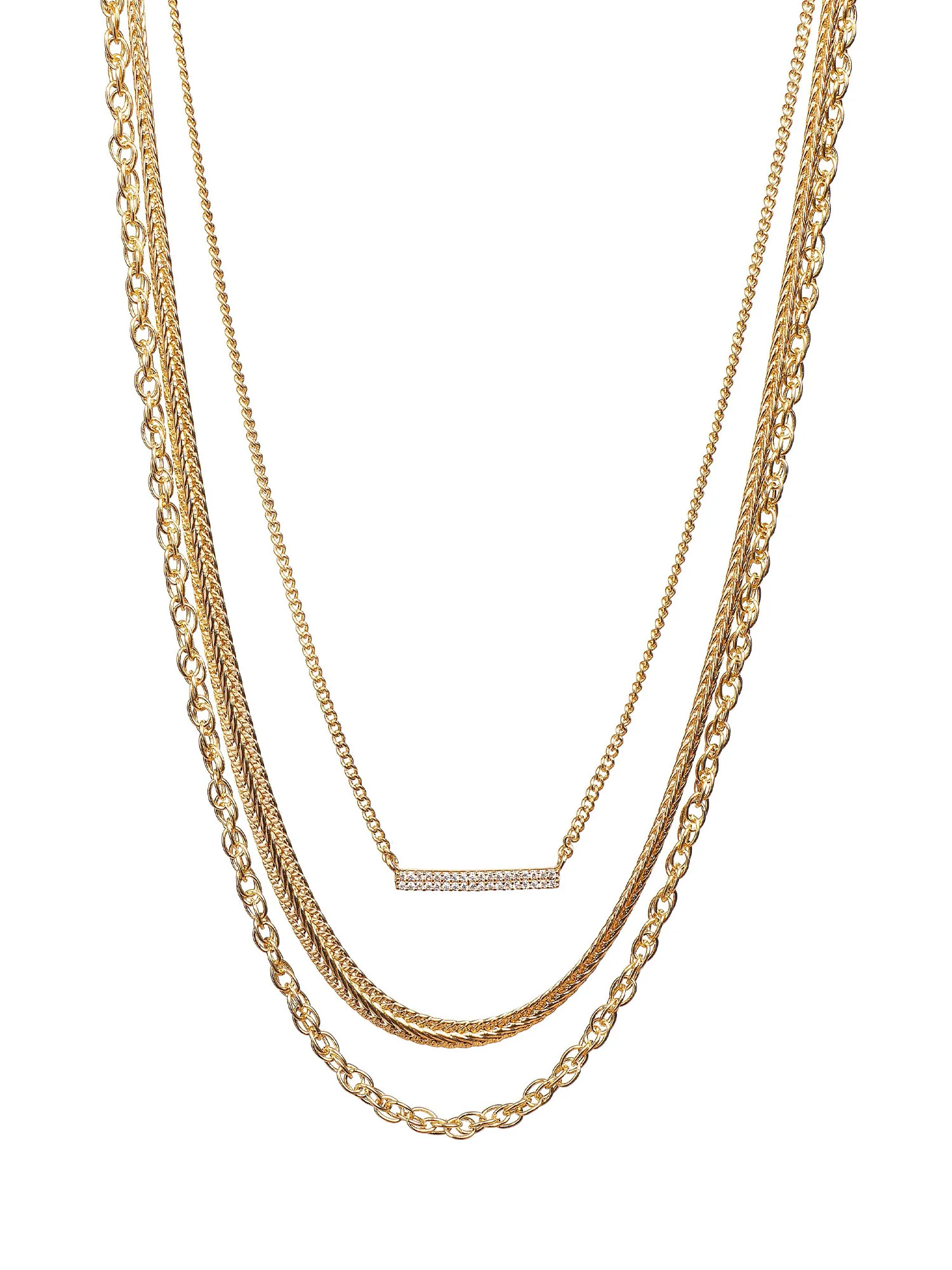 14K Gold Plated Layered Pavé Bar Necklace - Image 2
