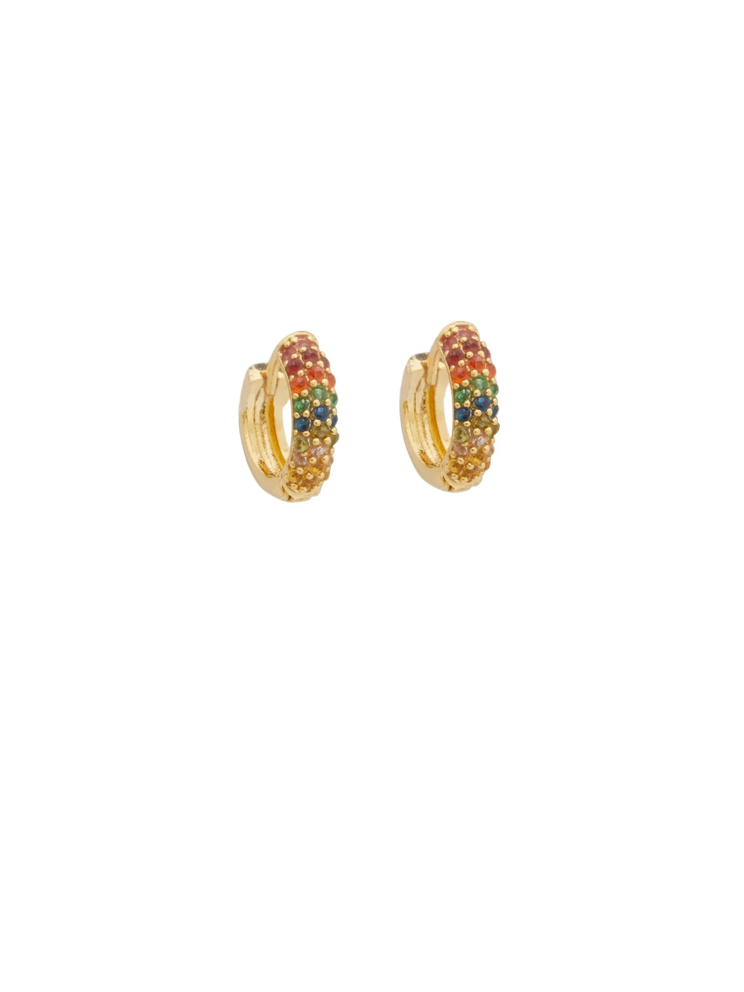 LA Radiant 14K Gold Rainbow Pave Huggies - Brands We Love