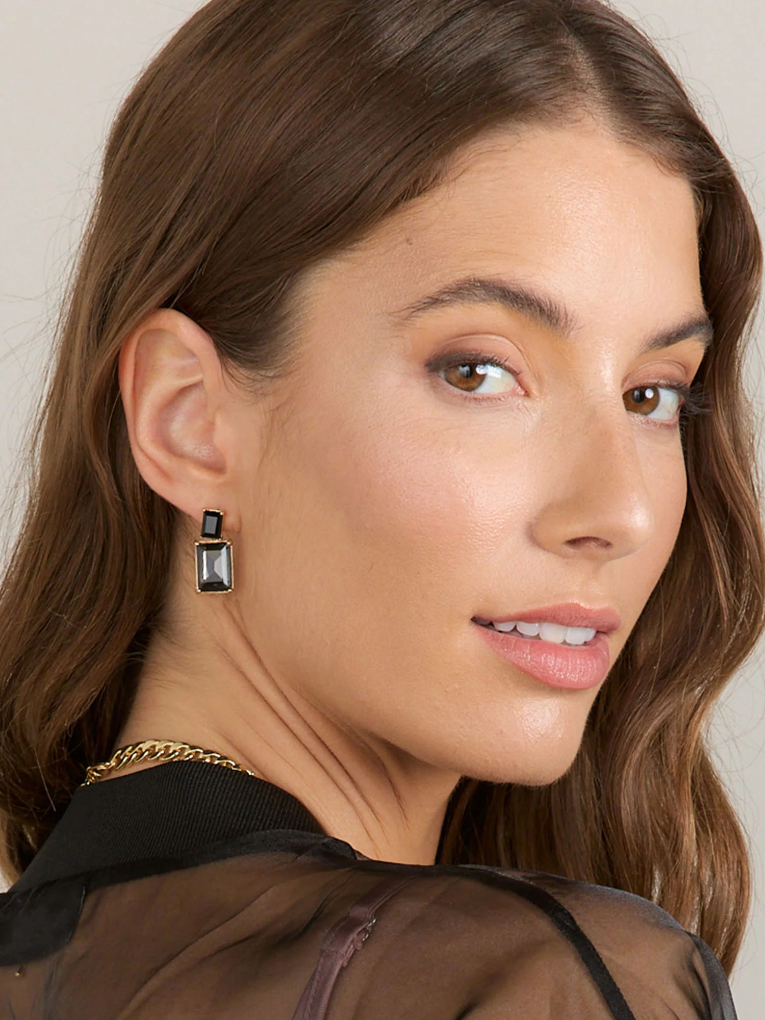 Square Glass Drop Earring
