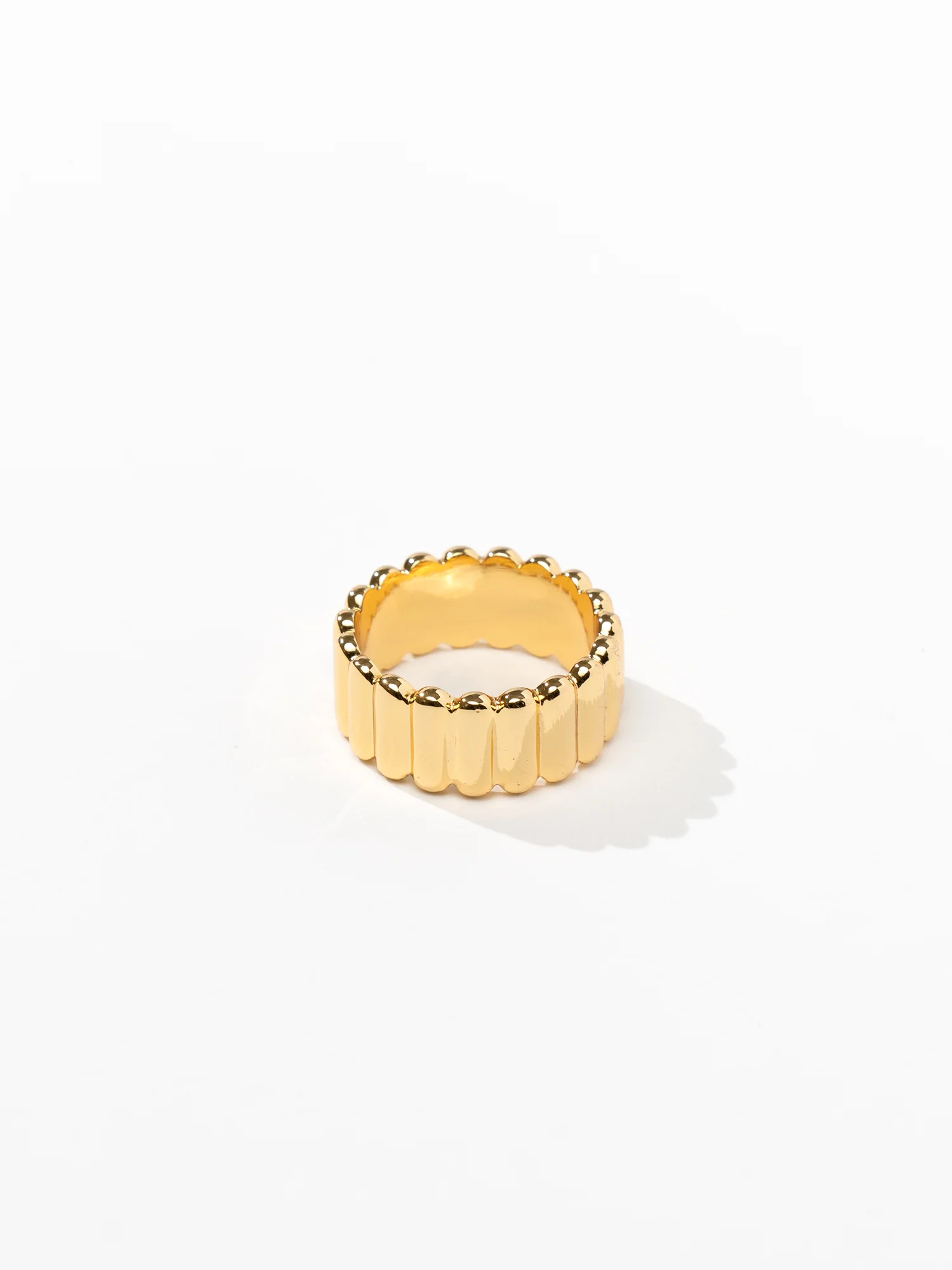 18K Gold Plated Rib Band Ring - LA Radiant - Image 2