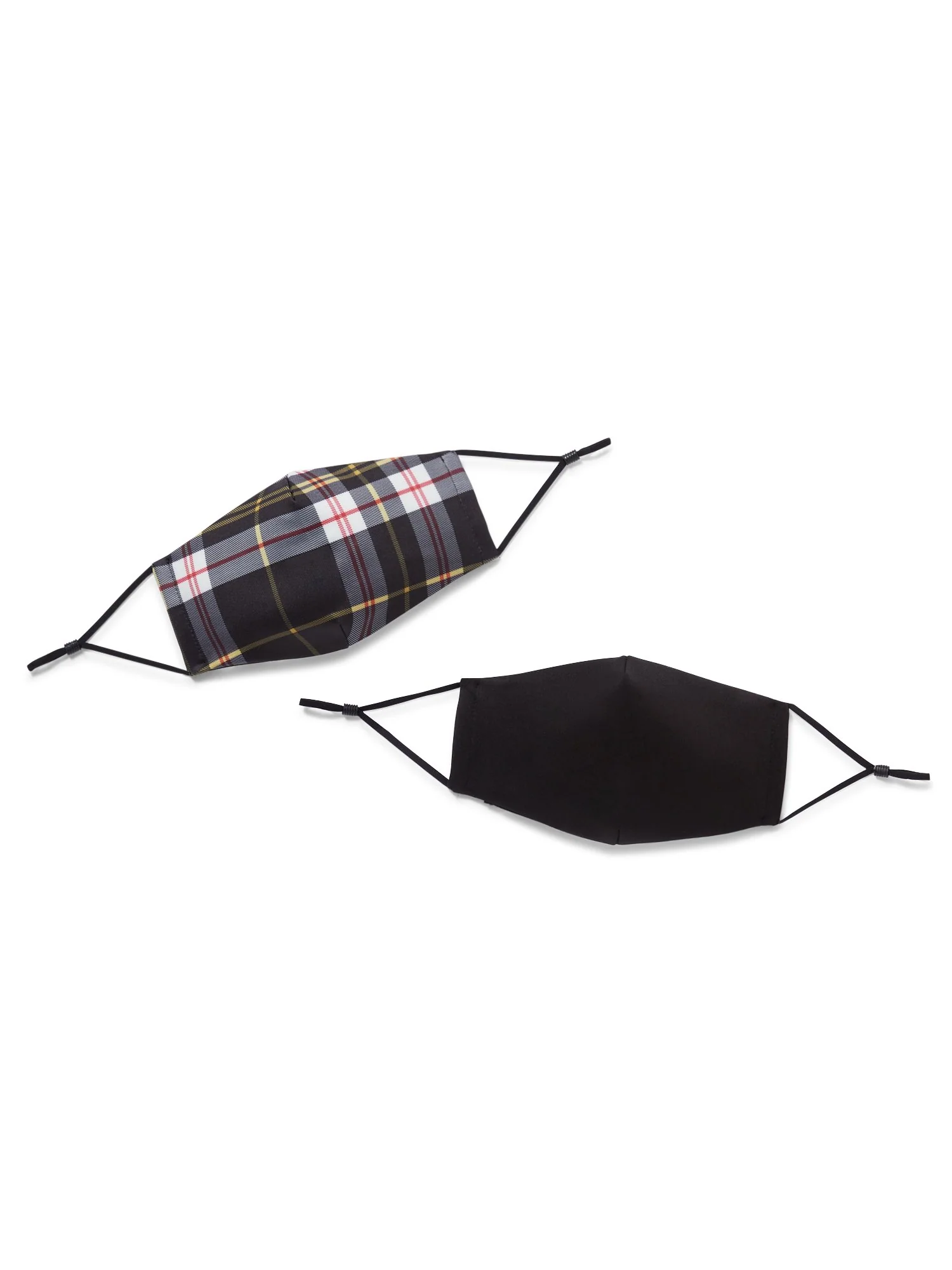 2-Mask Set - Plaid Print & Solid