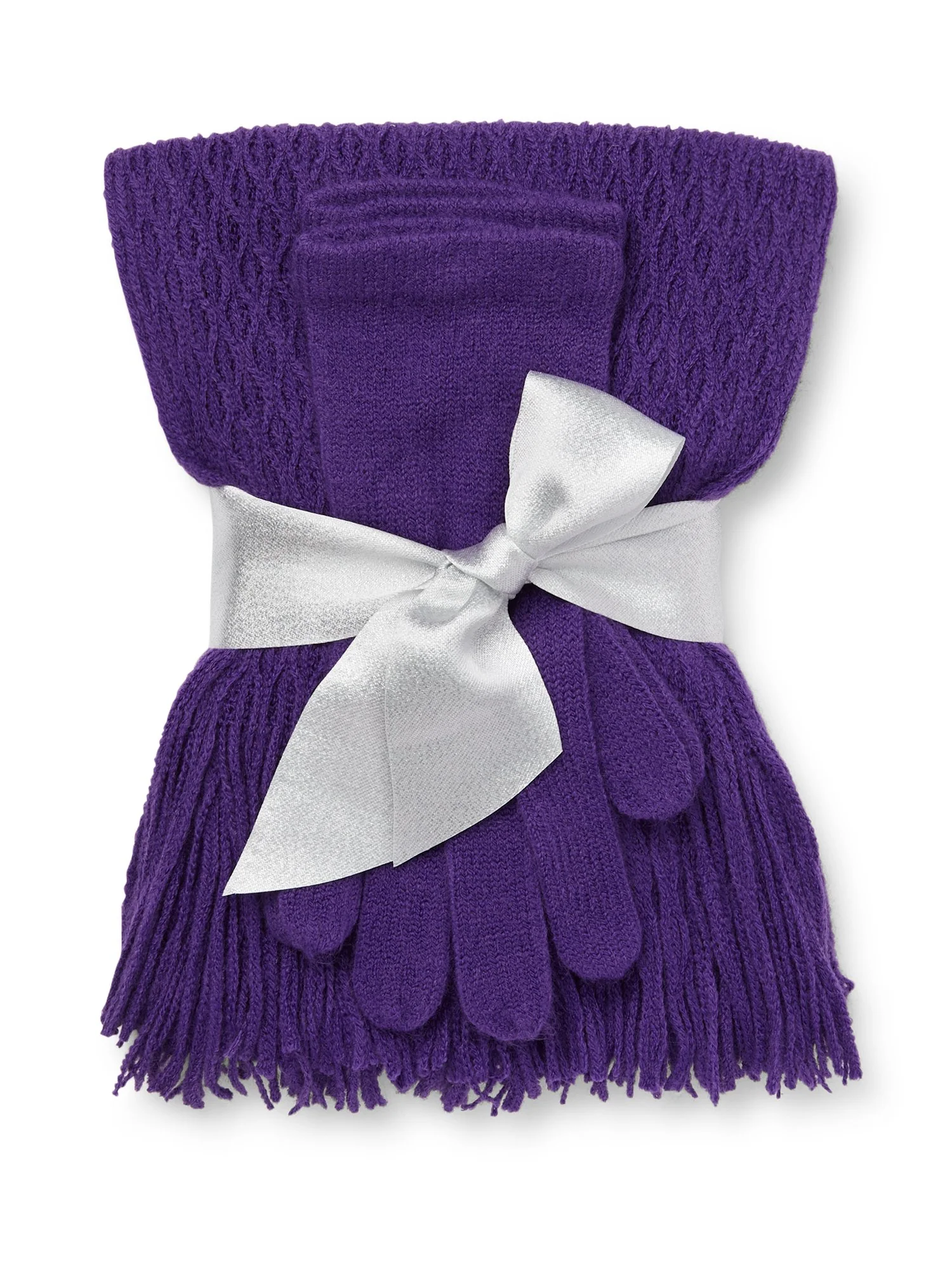 2-Piece Cable Knit Scarf & Gloves Set - Image 11