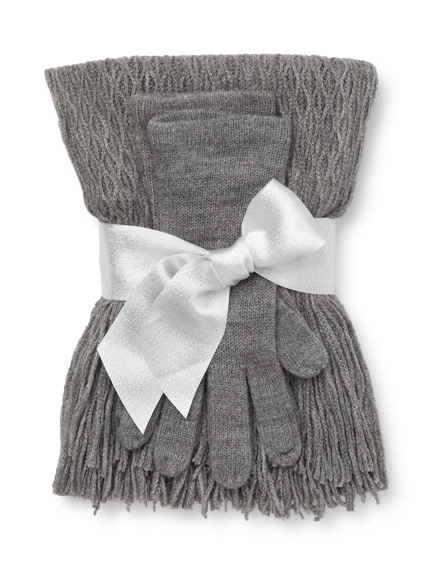 2-Piece Cable Knit Scarf & Gloves Set - Image 4