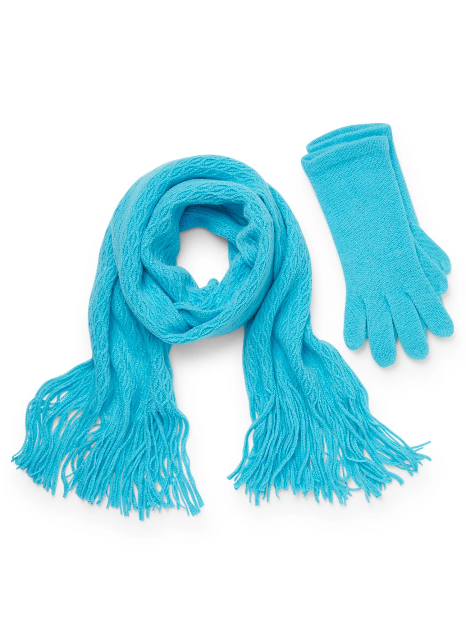 2-Piece Cable Knit Scarf & Gloves Set - Image 9