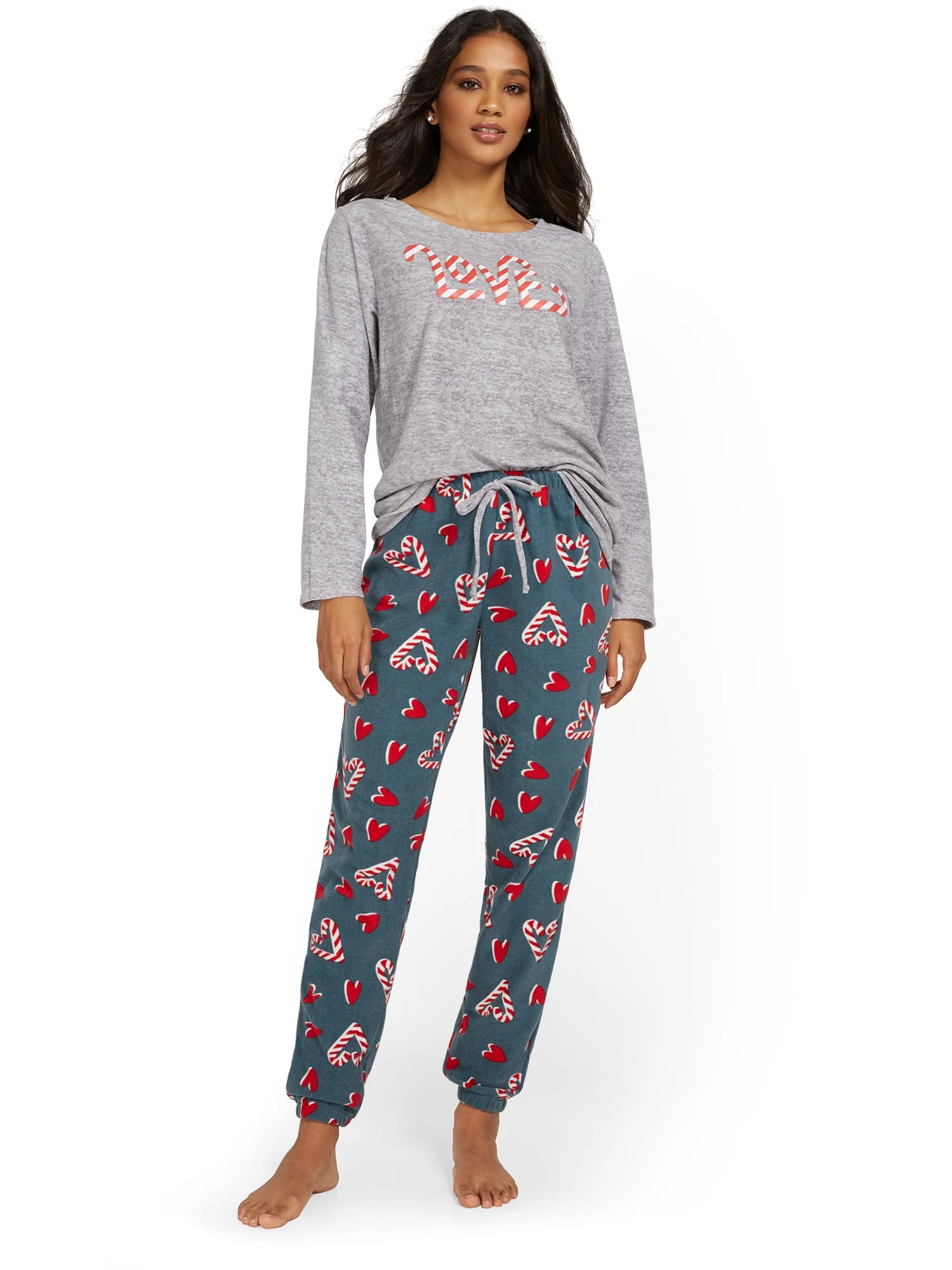 2-Piece Candy Heart-Print Pajama Set - Image 2