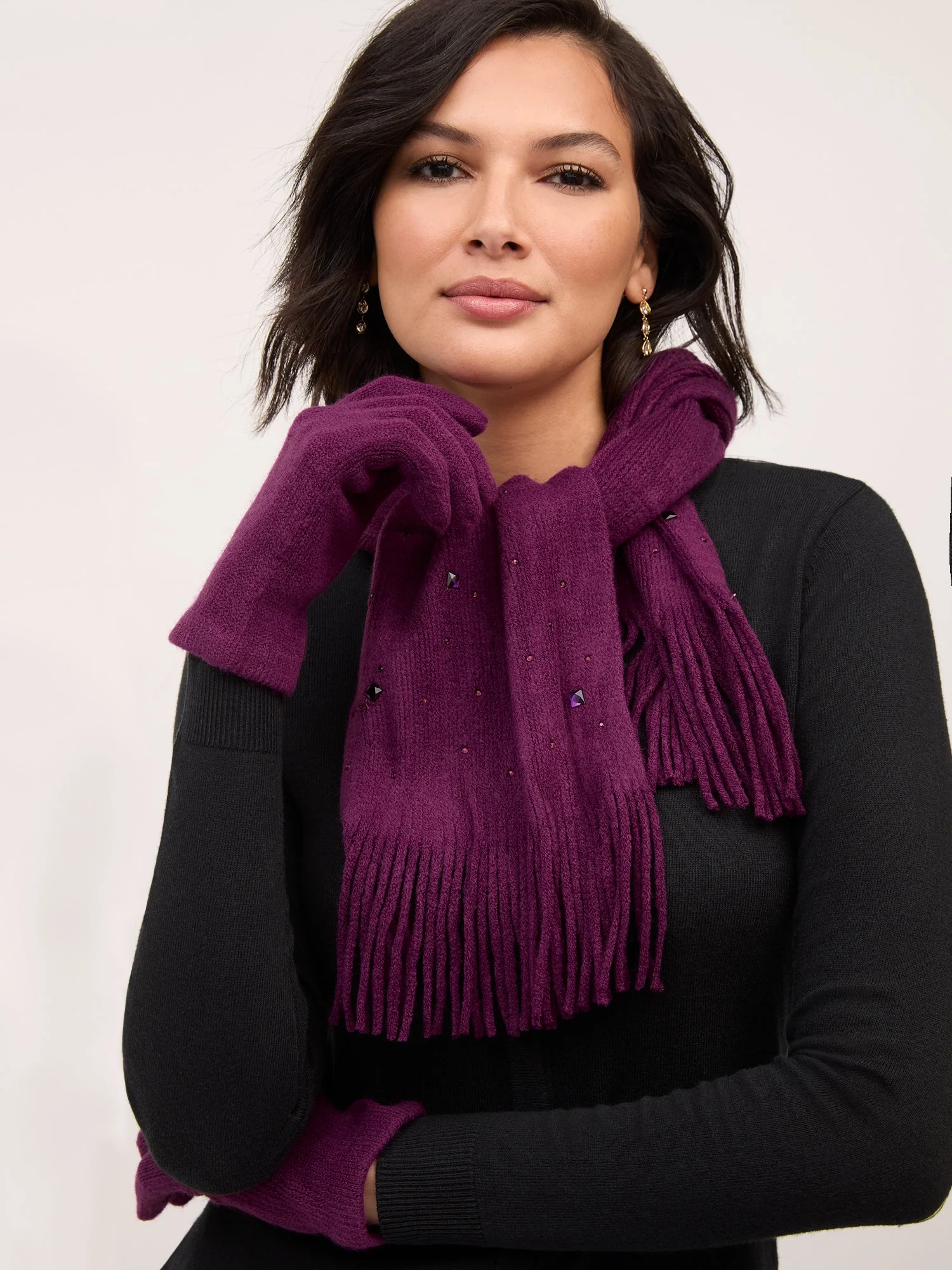 2-Piece Embellished Scarf & Gloves Set - Image 9
