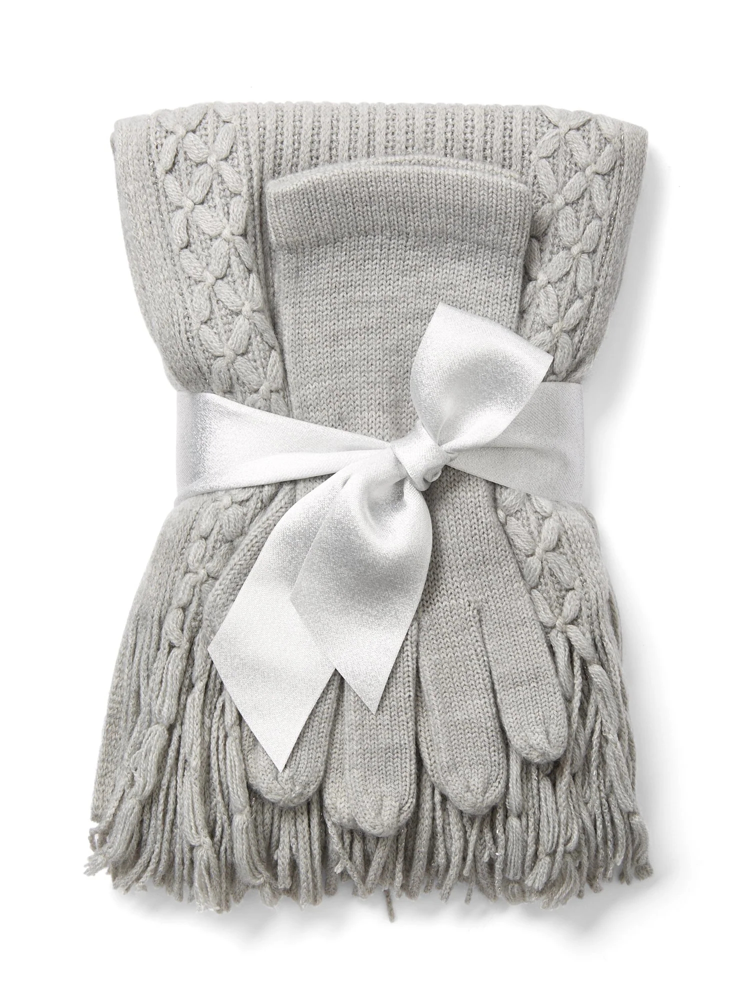 2-Piece Metallic Scarf & Glove Set - Image 3