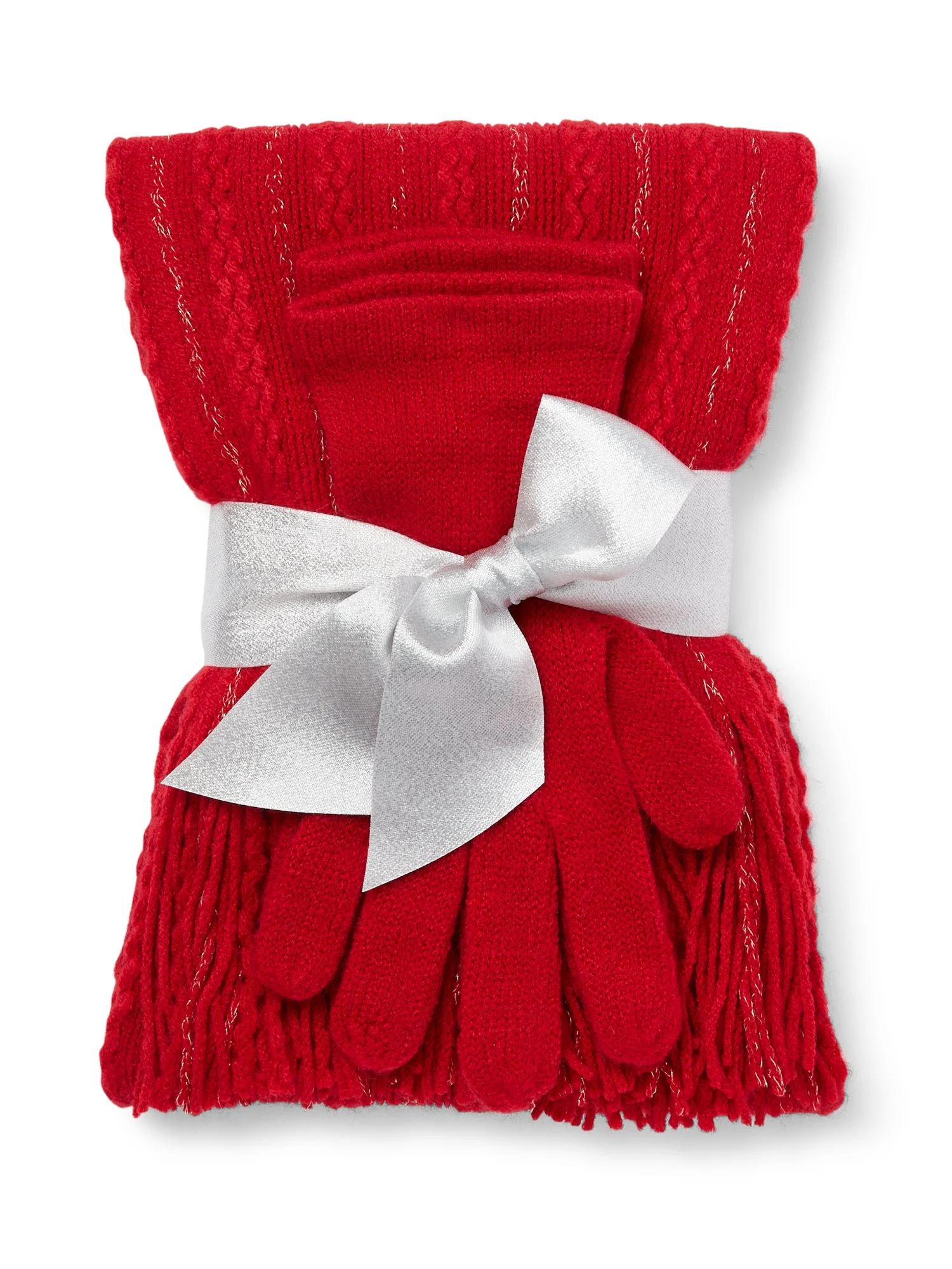 2-Piece Metallic Thread Scarf & Gloves Set - Image 13