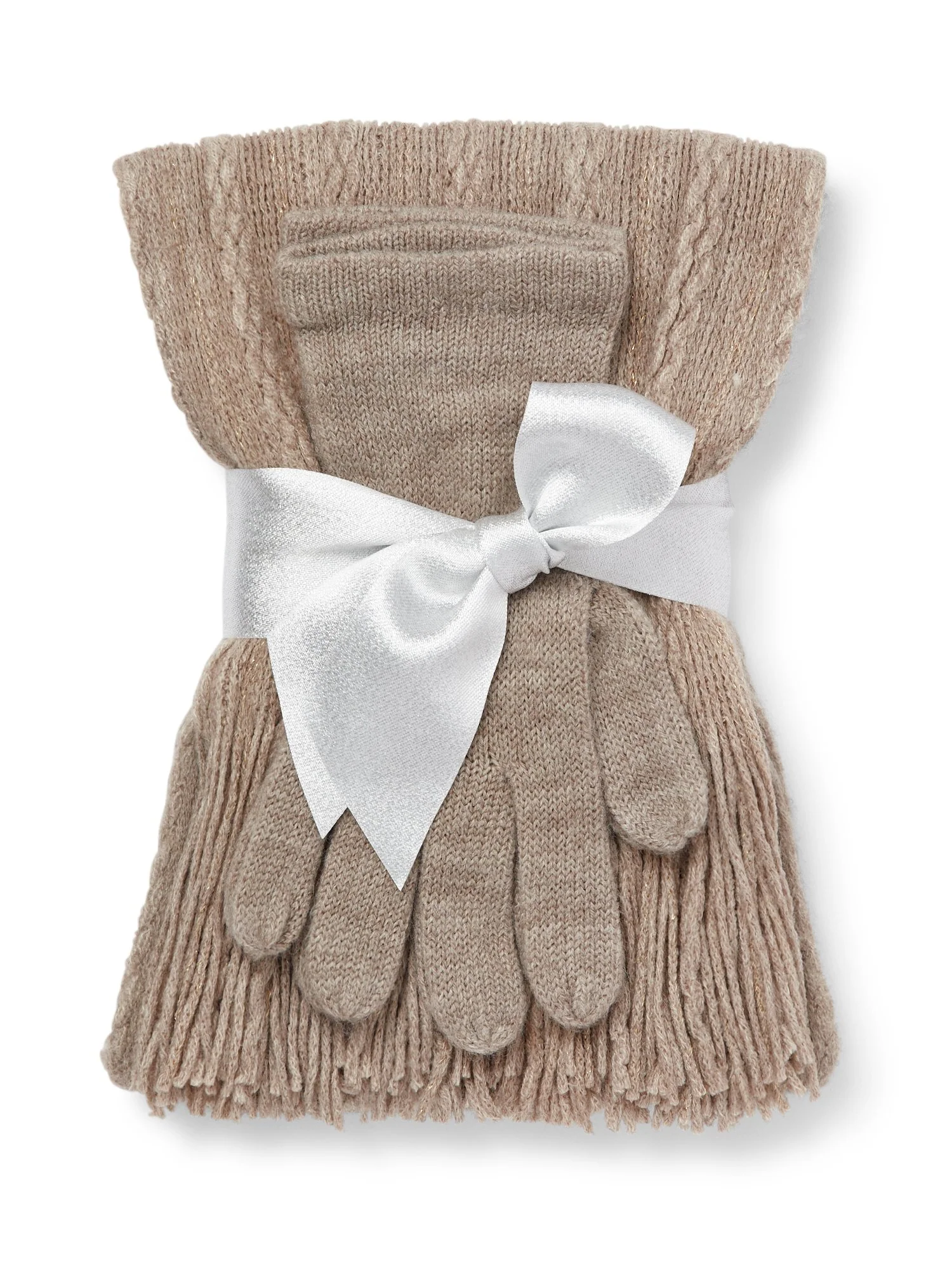 2-Piece Metallic Thread Scarf & Gloves Set - Image 20