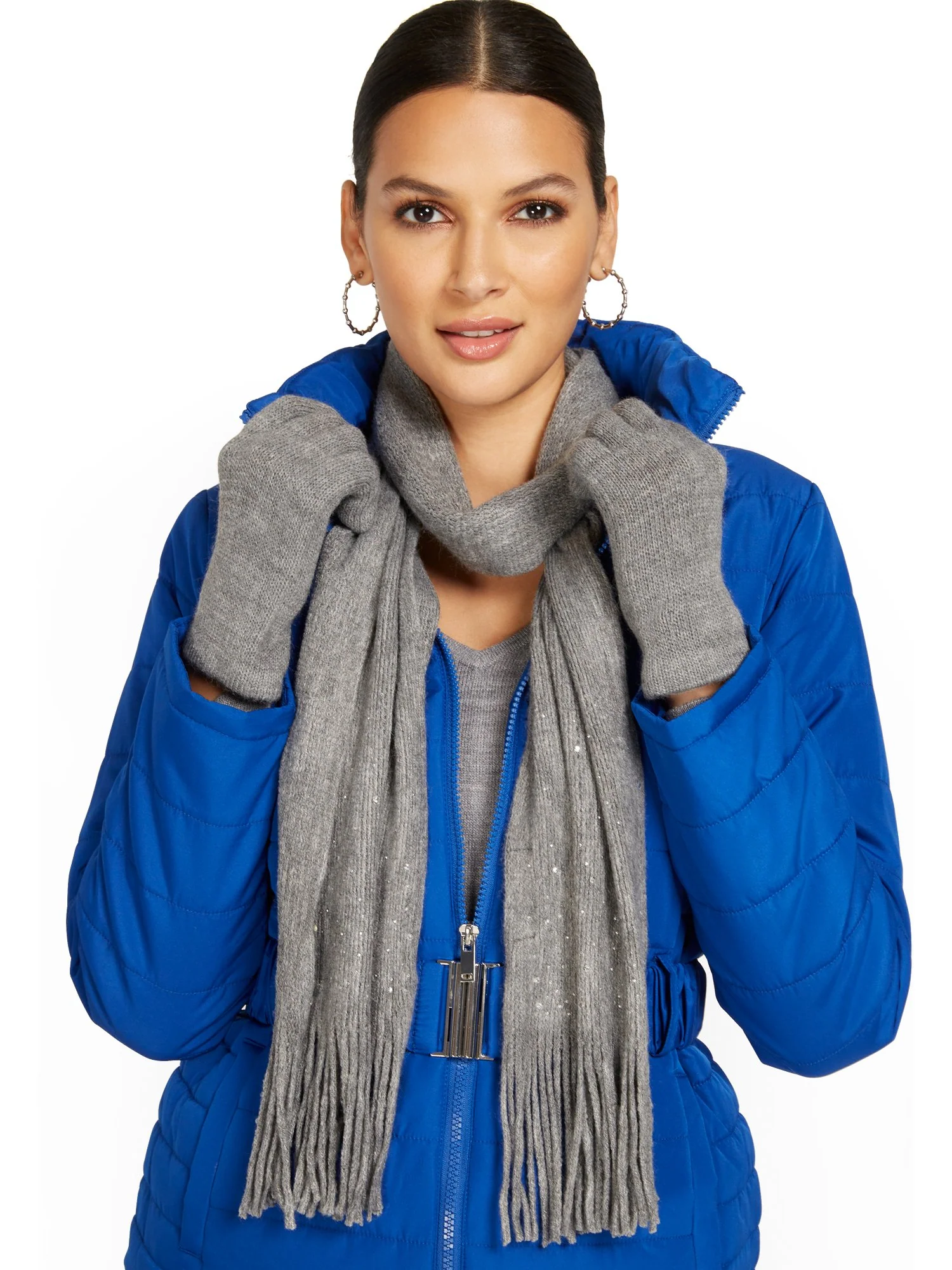 2-Piece Rhinestone-Studded Scarf & Gloves Set - Image 3