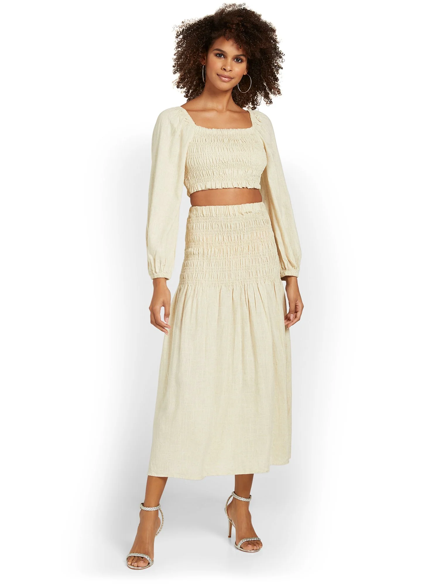 Crescent 2-Piece Smocked Long-Sleeve Crop Top & Maxi Skirt Set - Brands We Love - Image 5