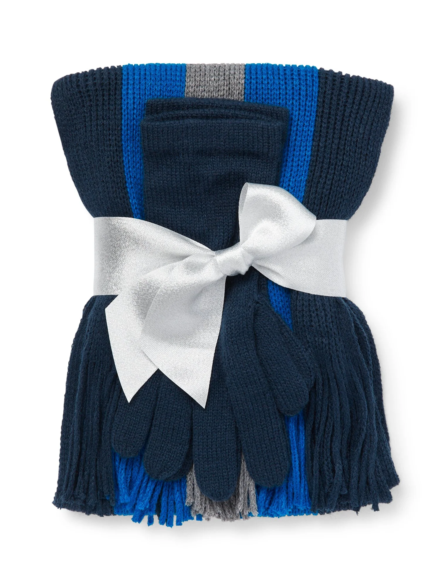 2-Piece Striped Knit Scarf & Gloves Set - Image 4