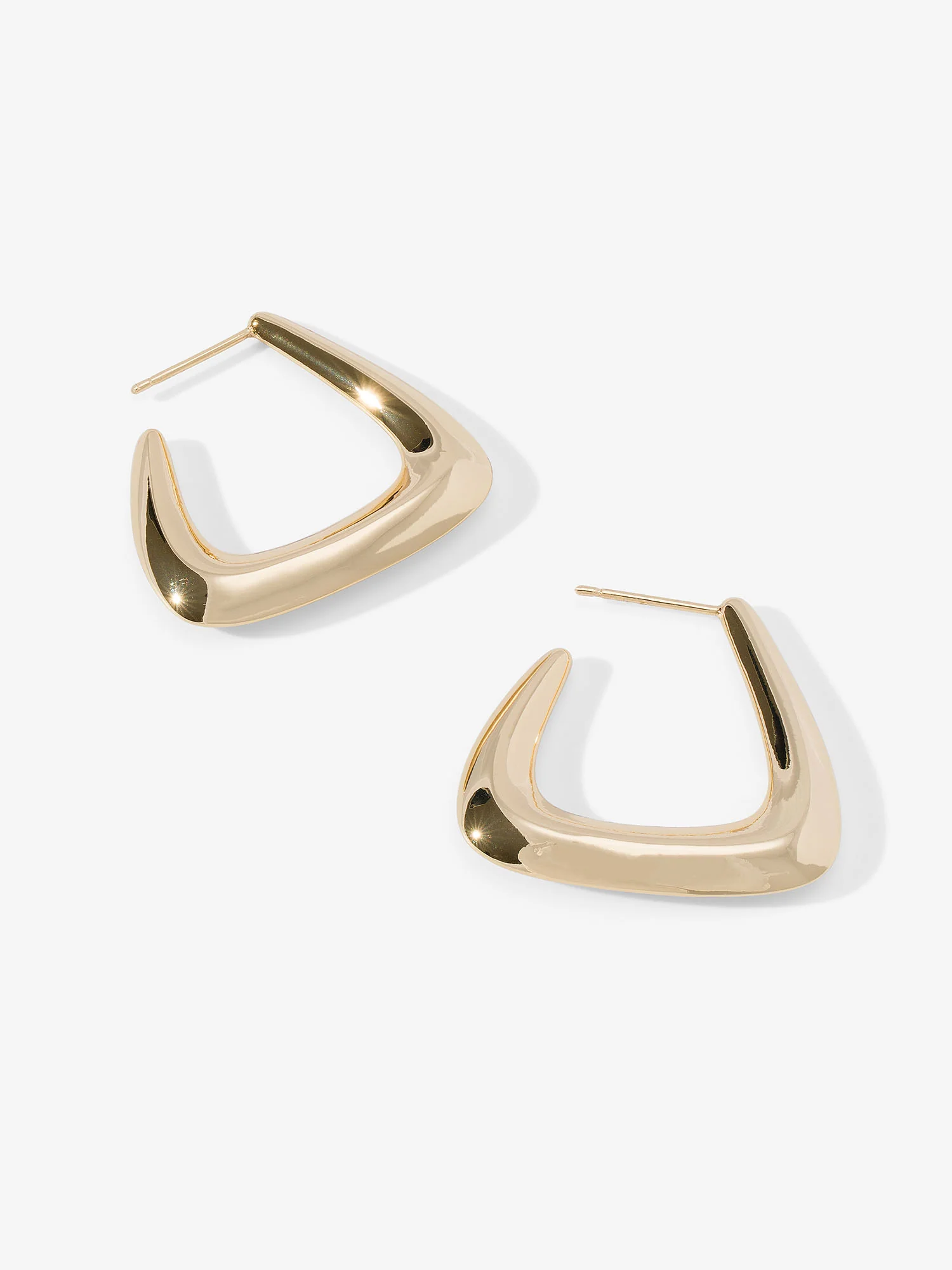 14K Gold Triangle Drop Earrings