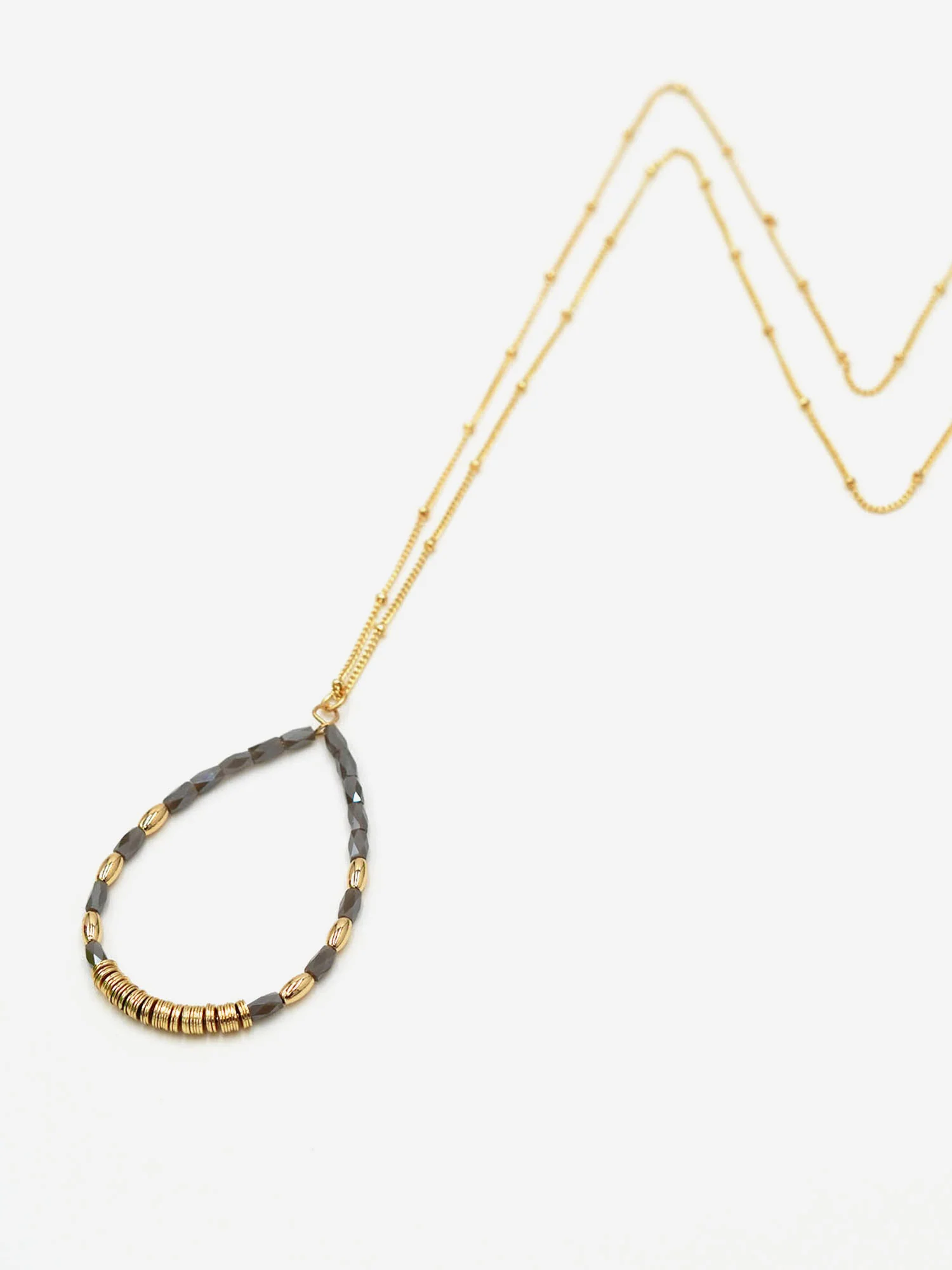 Long Beaded Teardrop Necklace - Image 2
