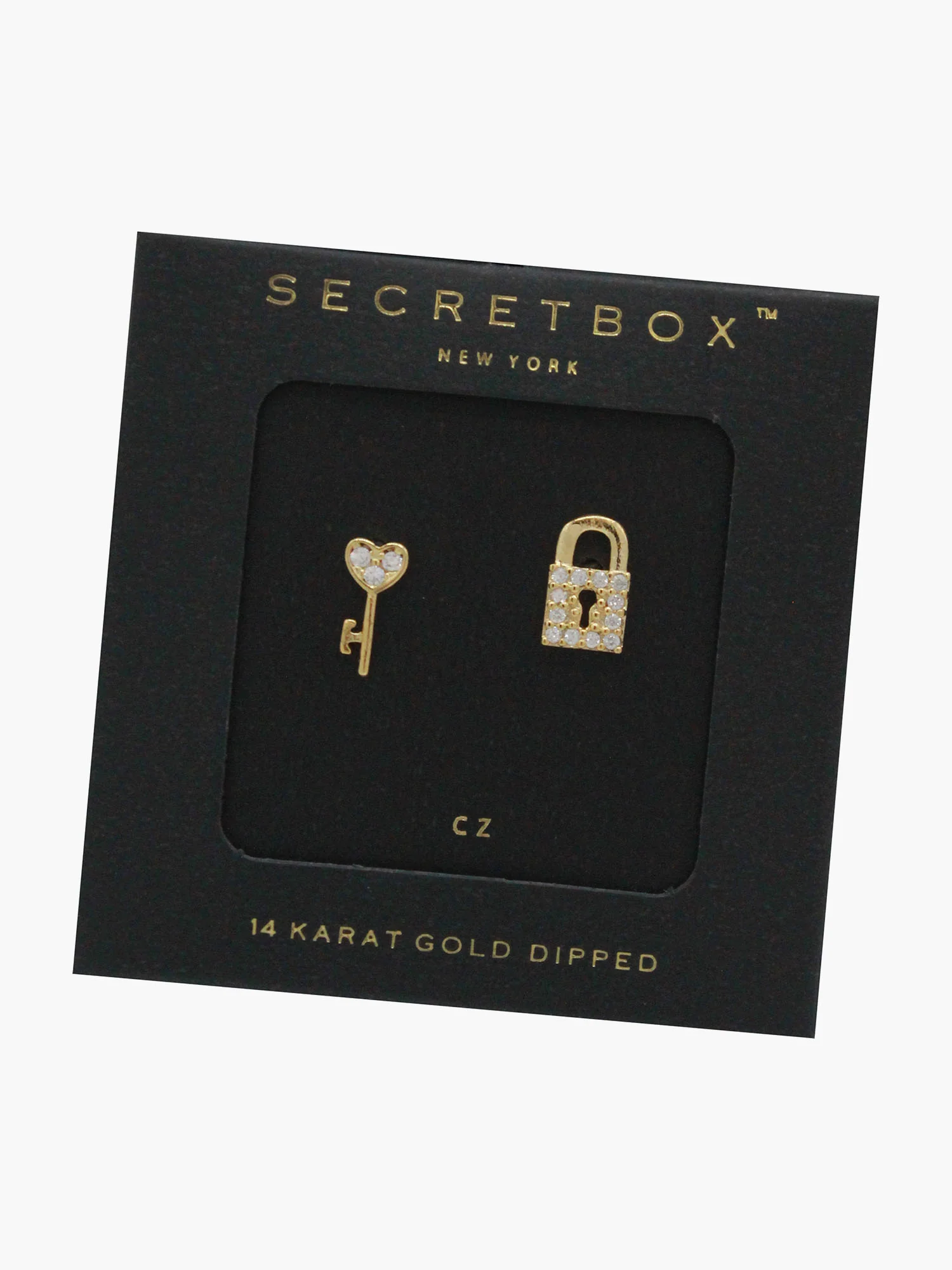 Secret Box 14K Gold Lock & Key Earrings - Brands We Love - Image 2