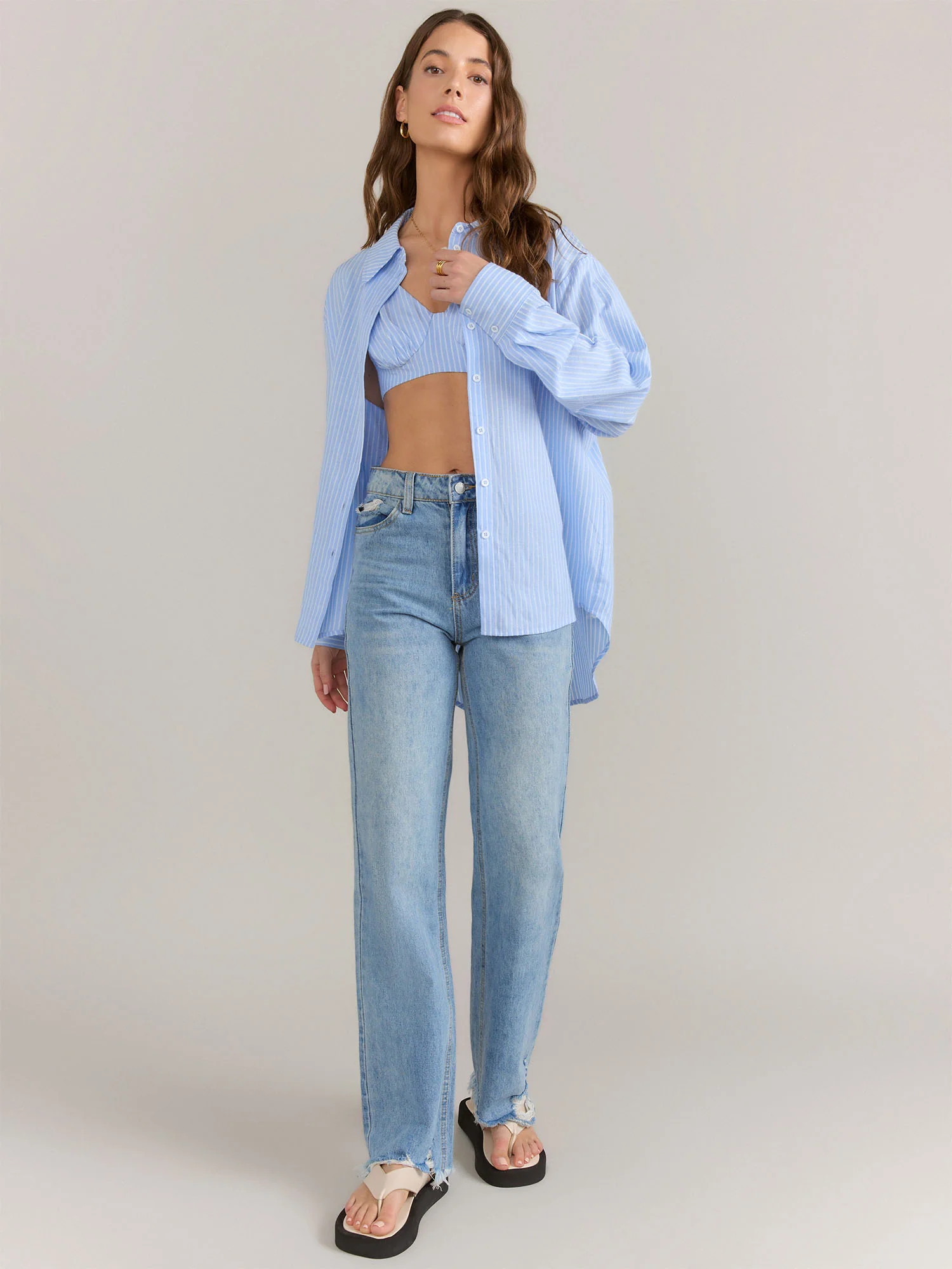 Lena Poplin Bra and Button Down Shirt 2 Piece Set - Brands We Love - Image 7