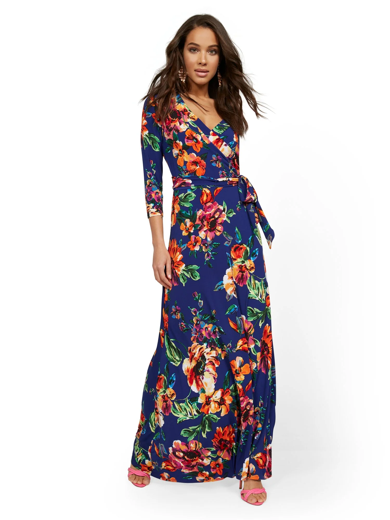 3/4-Sleeve Tie-Front Maxi Dress - Image 6