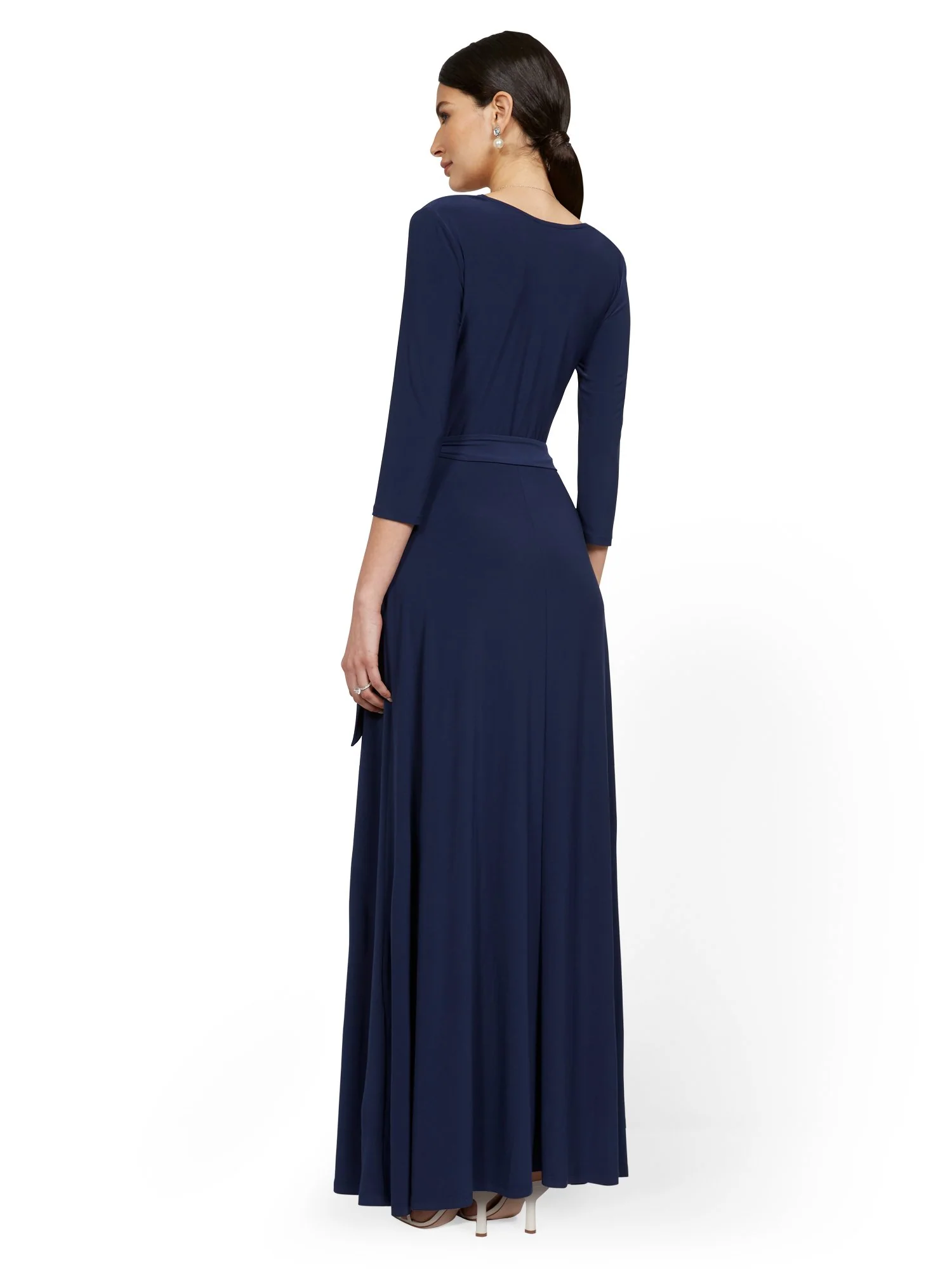 3/4-Sleeve Tie-Front Maxi Dress - Image 3