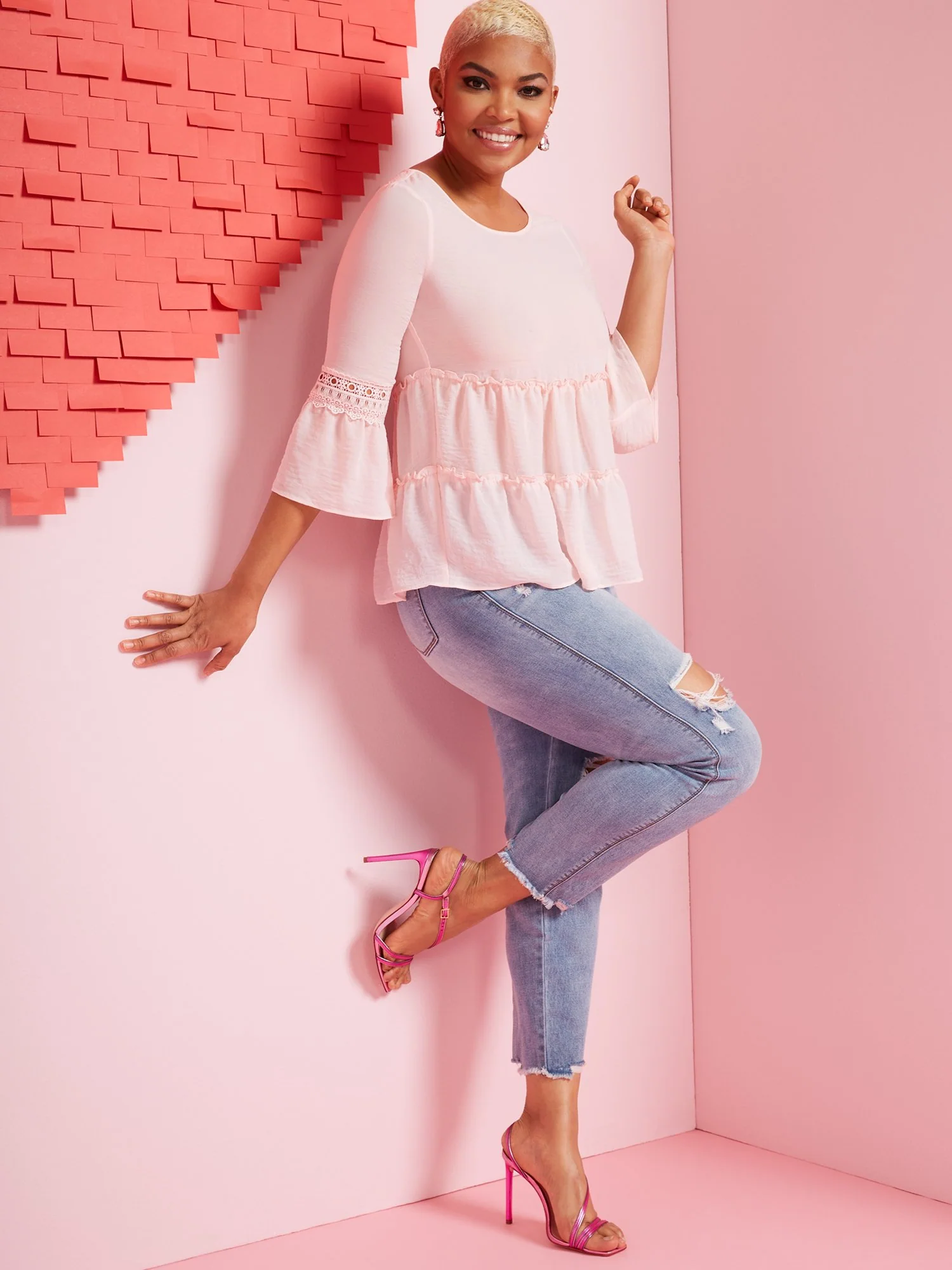 3/4-Sleeve Tiered Blouse - Image 6