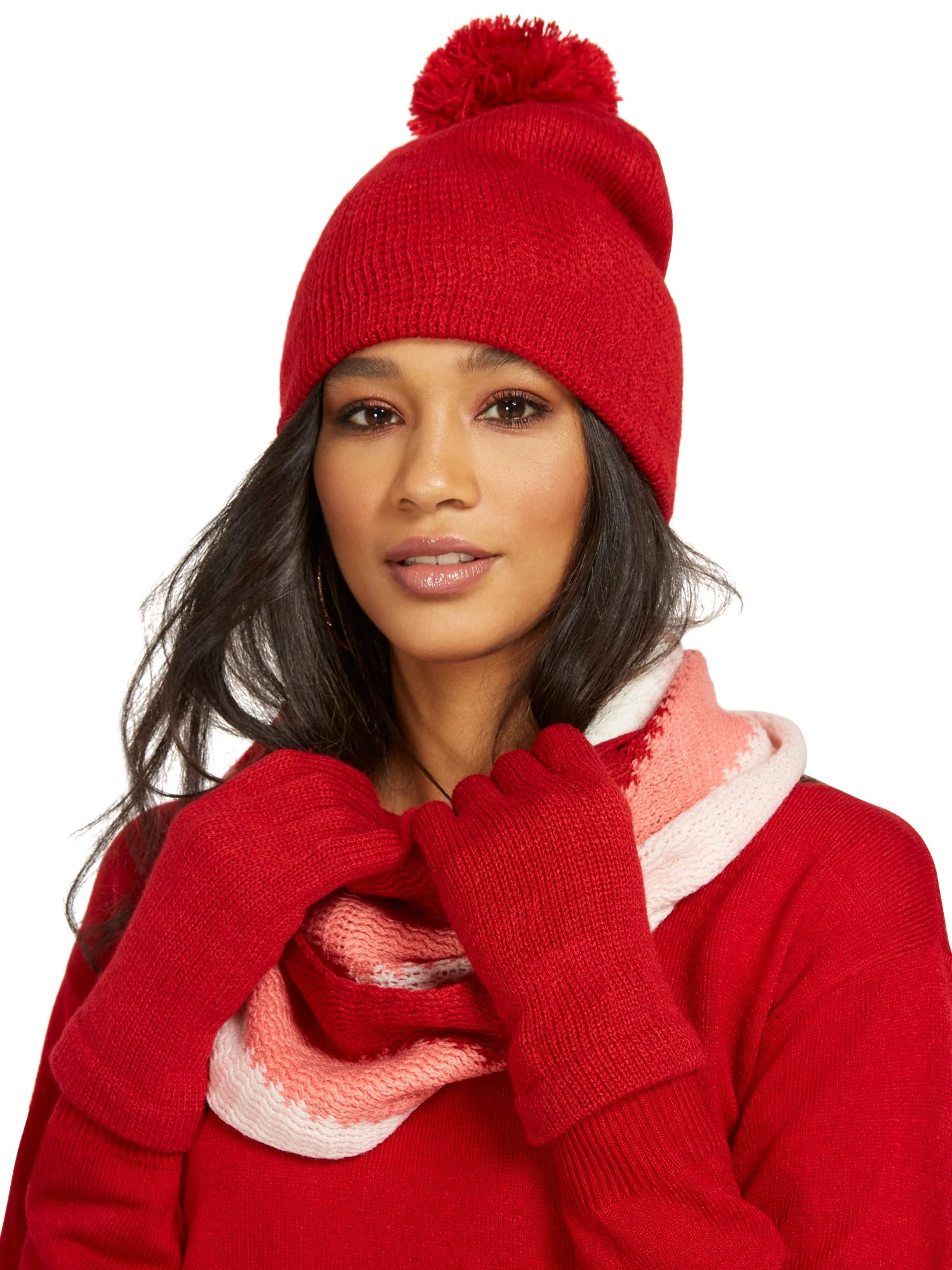 3-Piece Colorblock Scarf, Hat & Gloves Set - Image 4