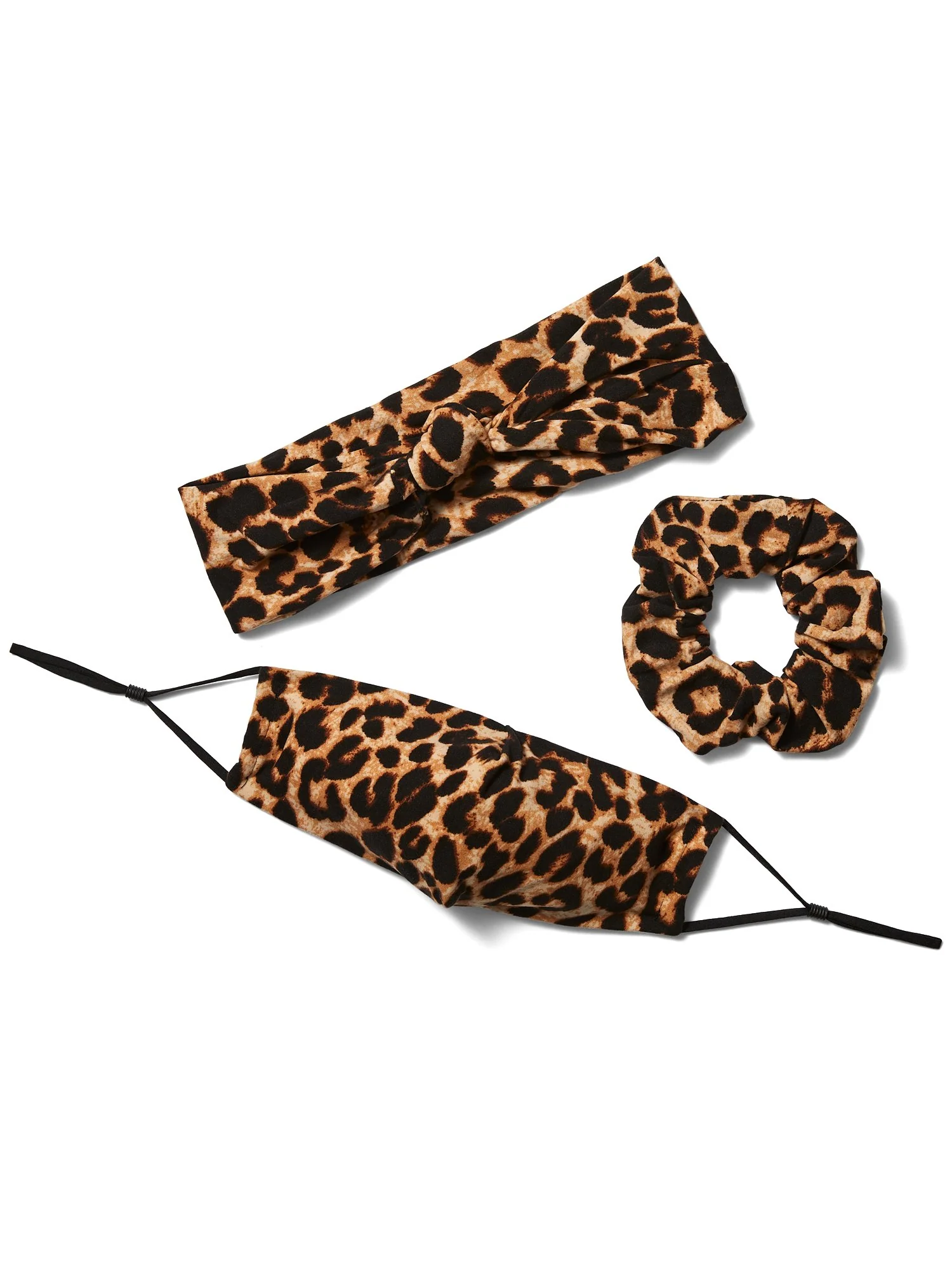 3-Piece Leopard-Print Face Mask, Scrunchie & Hairband Set
