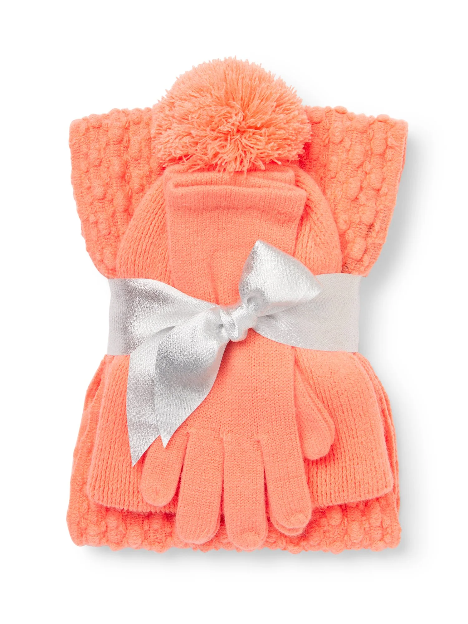 3-Piece Popcorn Knit Scarf, Hat & Gloves Set - Image 13