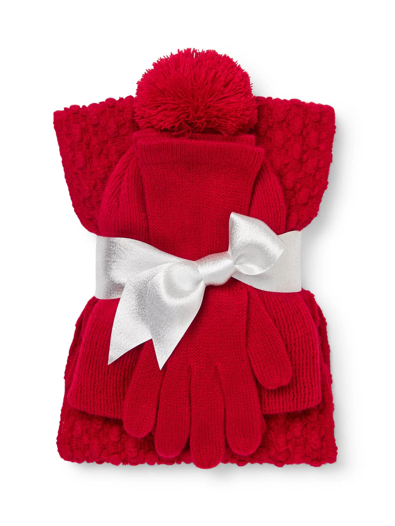 3-Piece Popcorn Knit Scarf, Hat & Gloves Set - Image 16