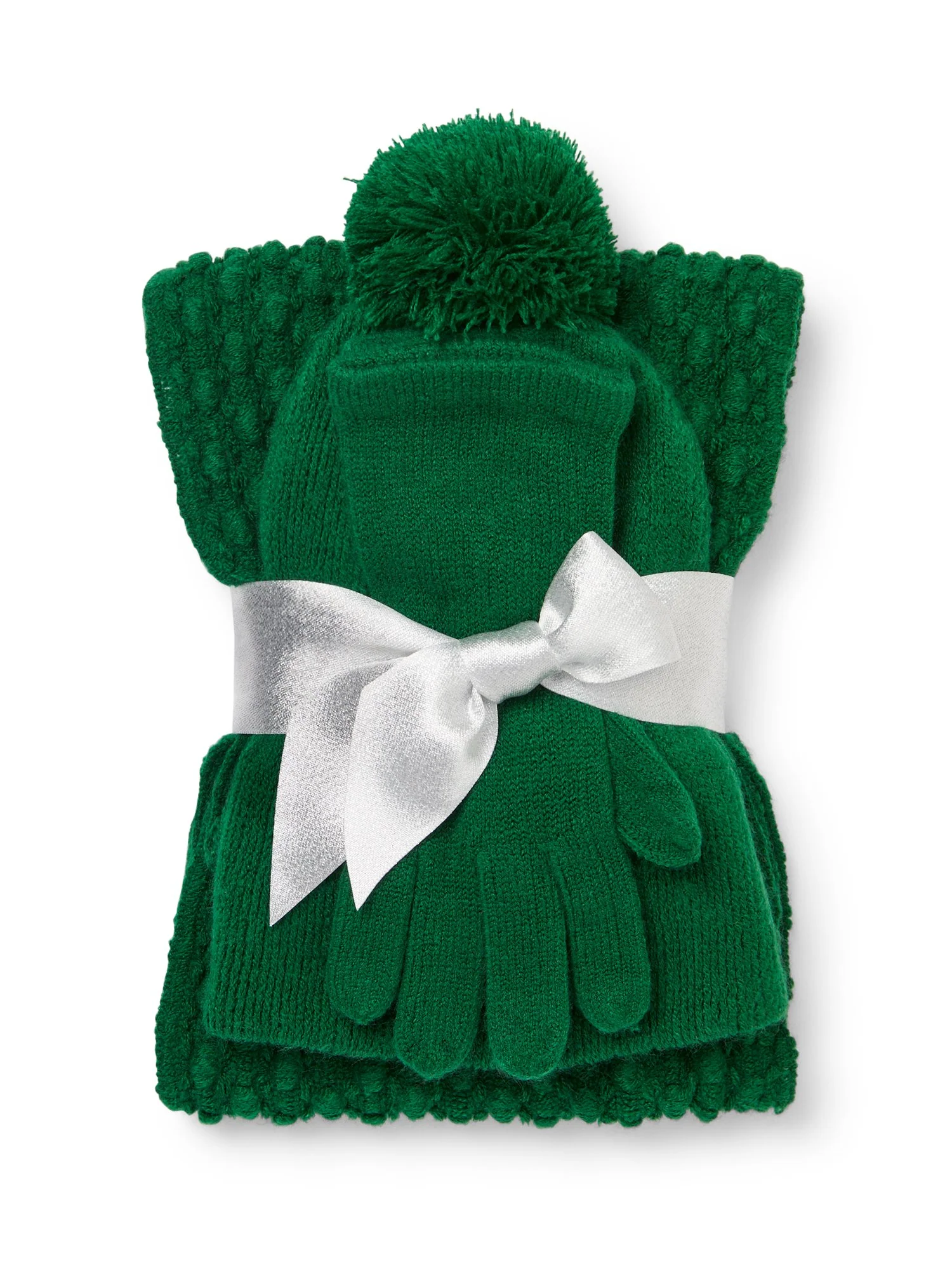 3-Piece Popcorn Knit Scarf, Hat & Gloves Set - Image 19