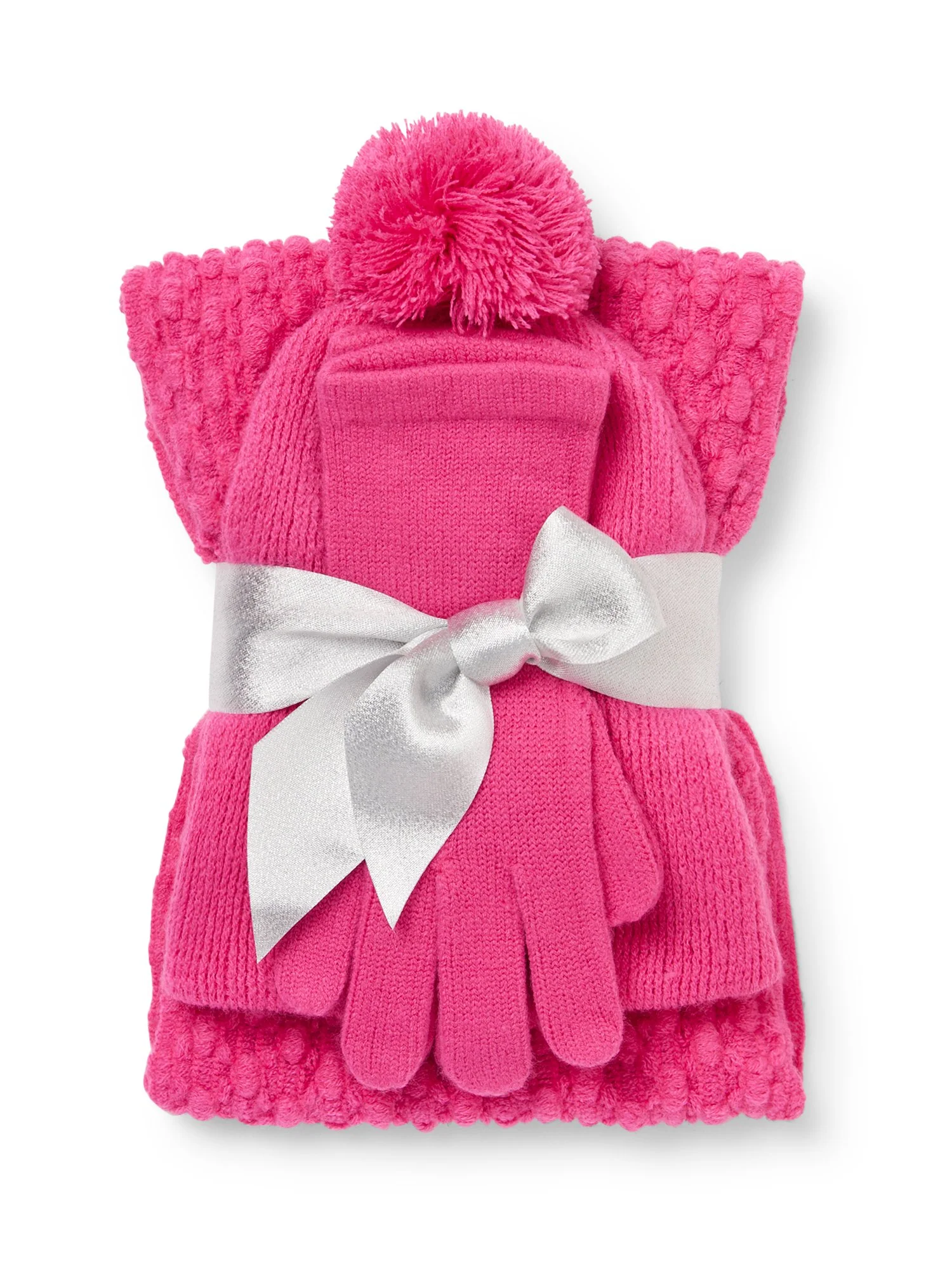 3-Piece Popcorn Knit Scarf, Hat & Gloves Set - Image 26