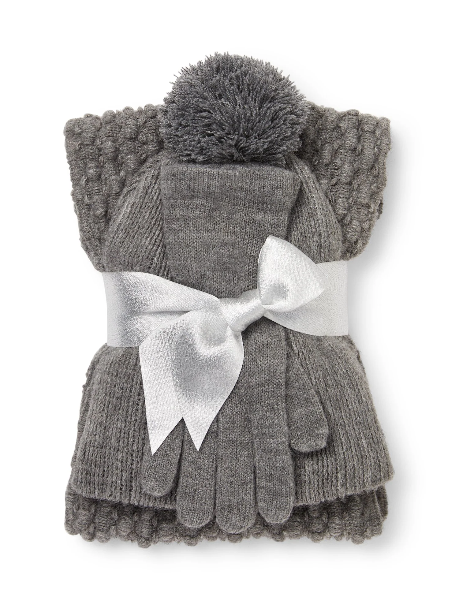 3-Piece Popcorn Knit Scarf, Hat & Gloves Set - Image 7