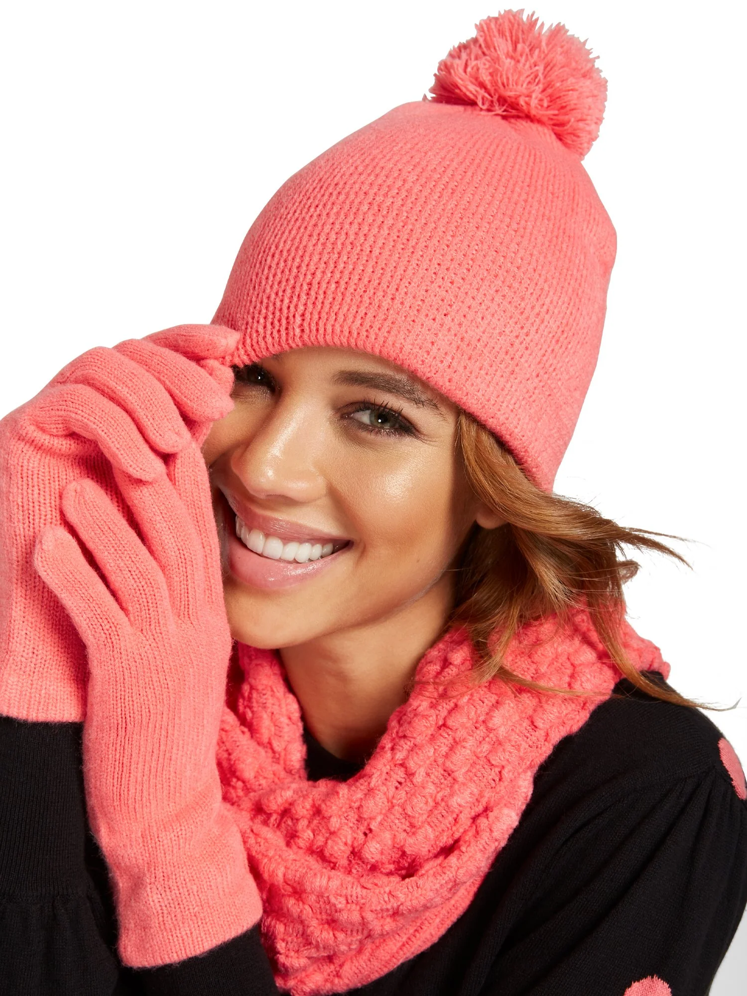3-Piece Popcorn-Knit Scarf, Hat & Gloves Set - Image 11