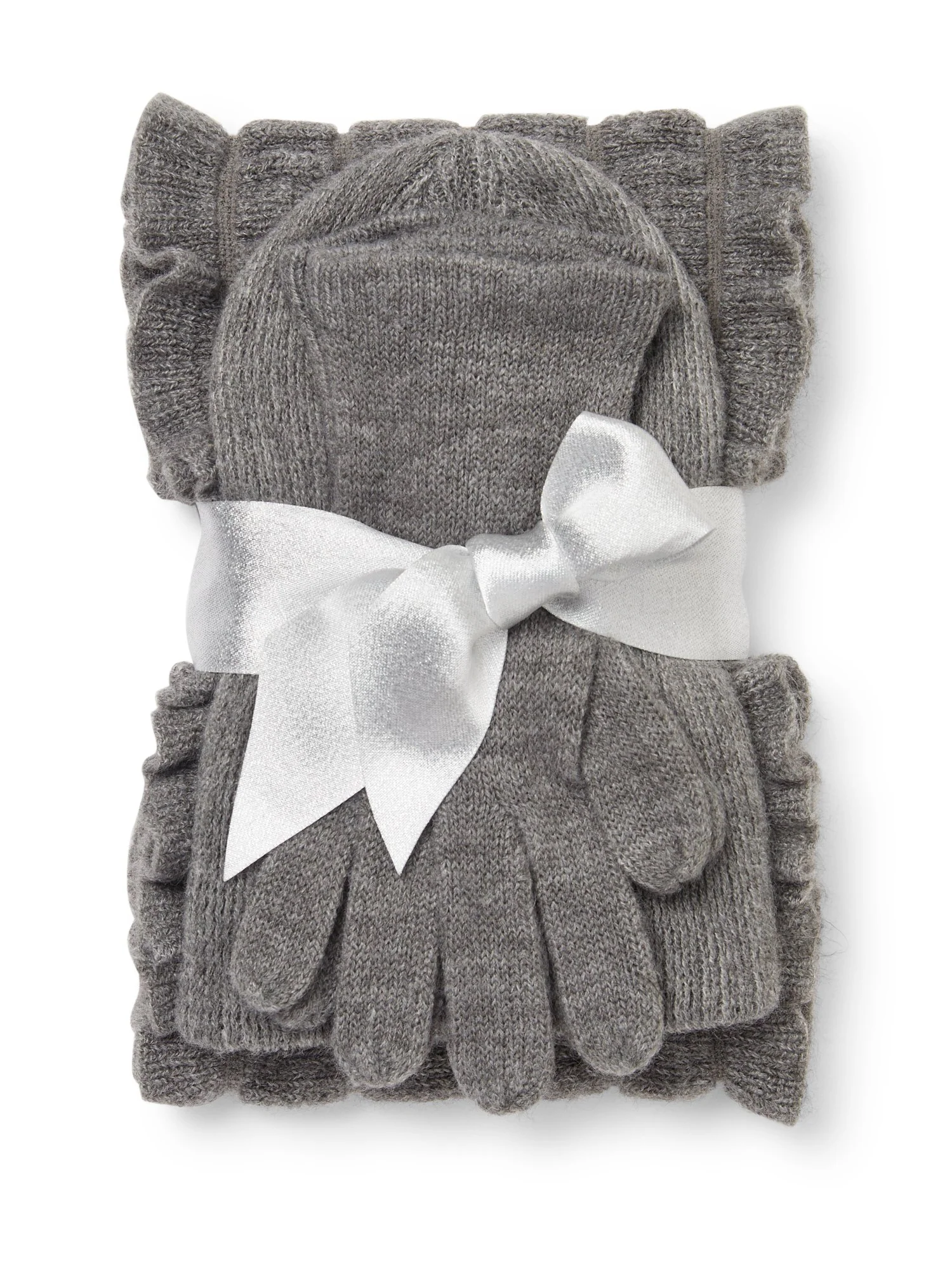 3-Piece Ruffled Scarf, Hat & Gloves Set - Image 4