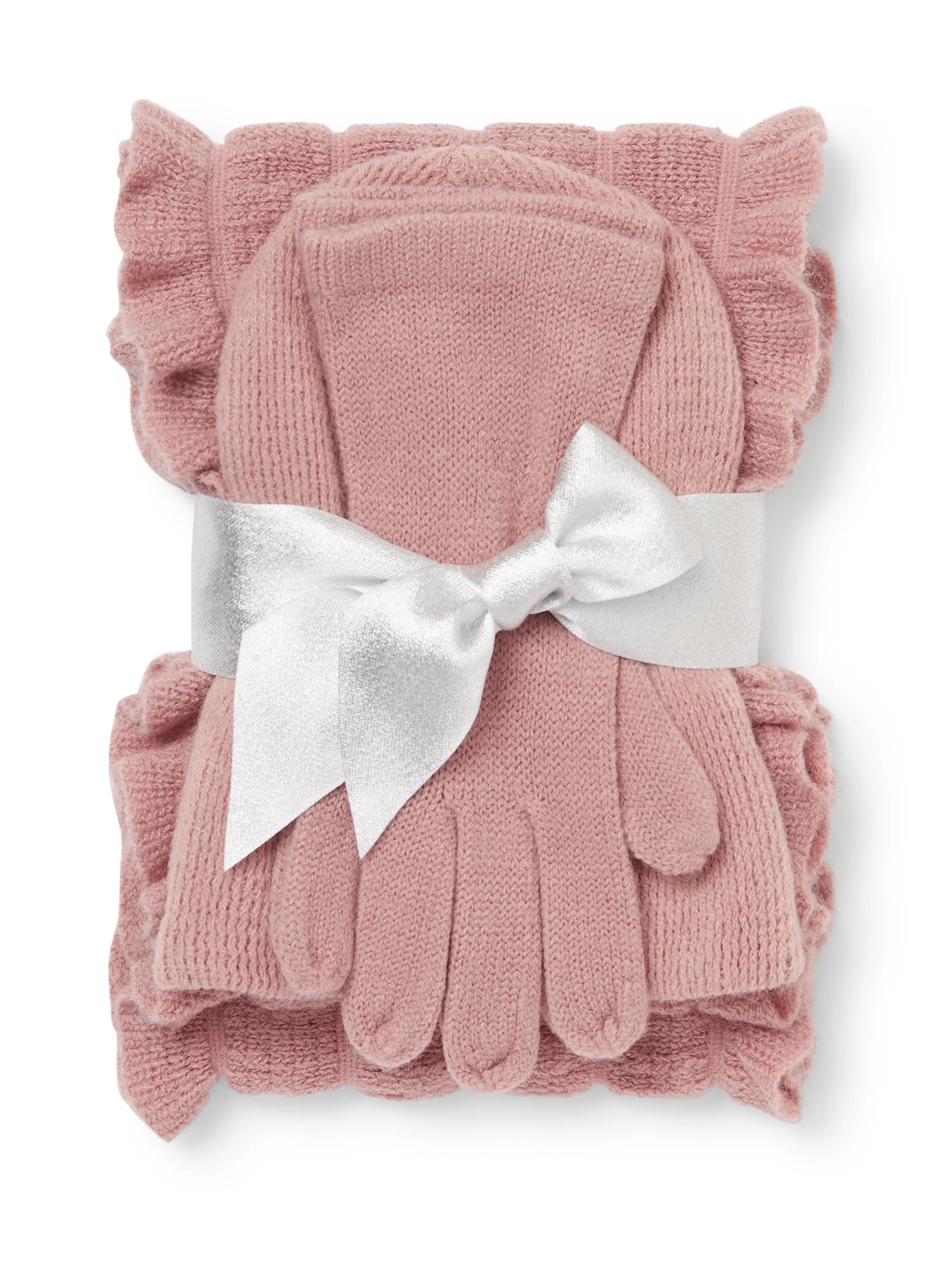 3-Piece Ruffled Scarf, Hat & Gloves Set - Image 6