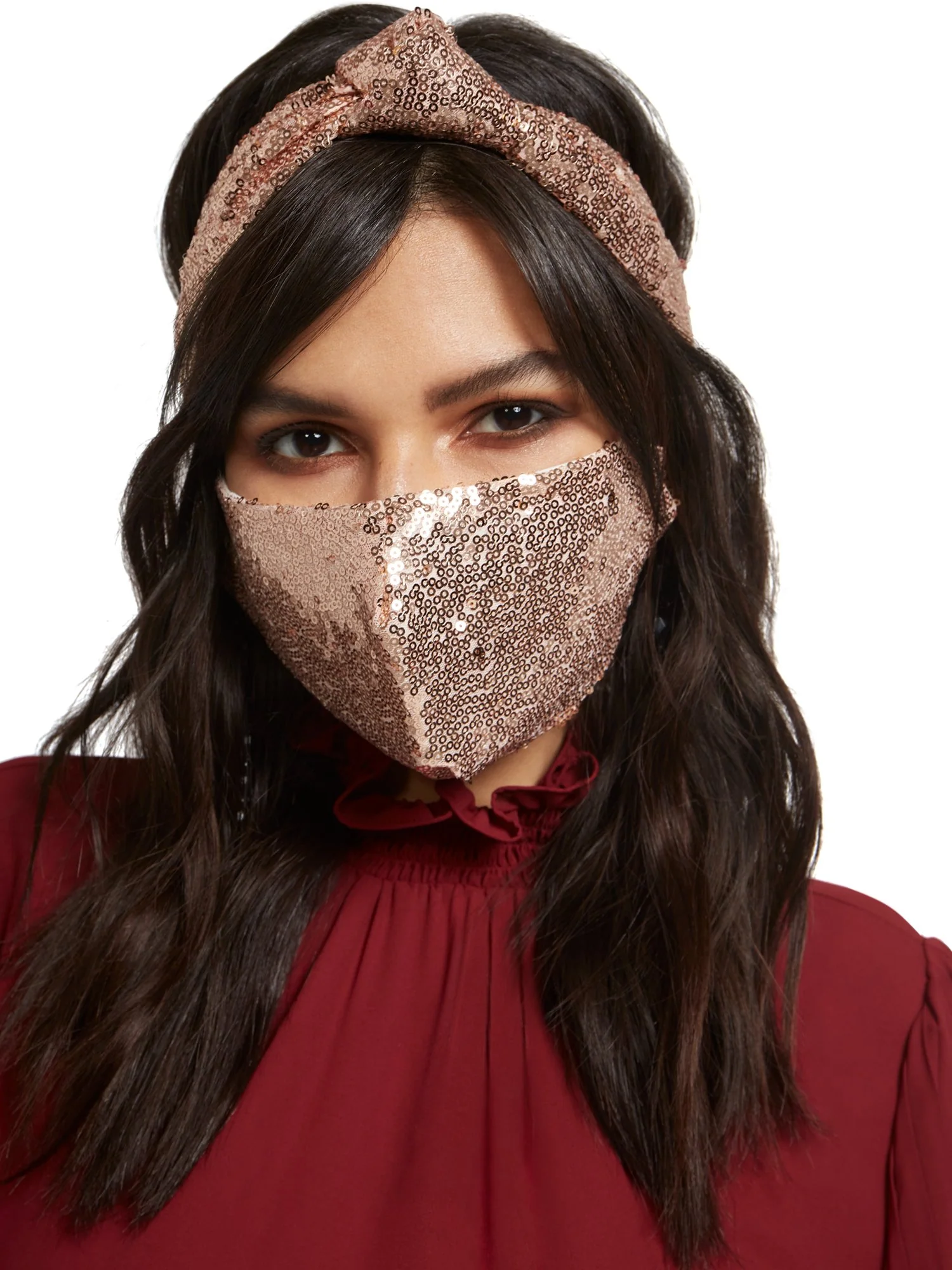 3-Piece Sequined Mask, Scrunchie & Hairband Set - Image 7