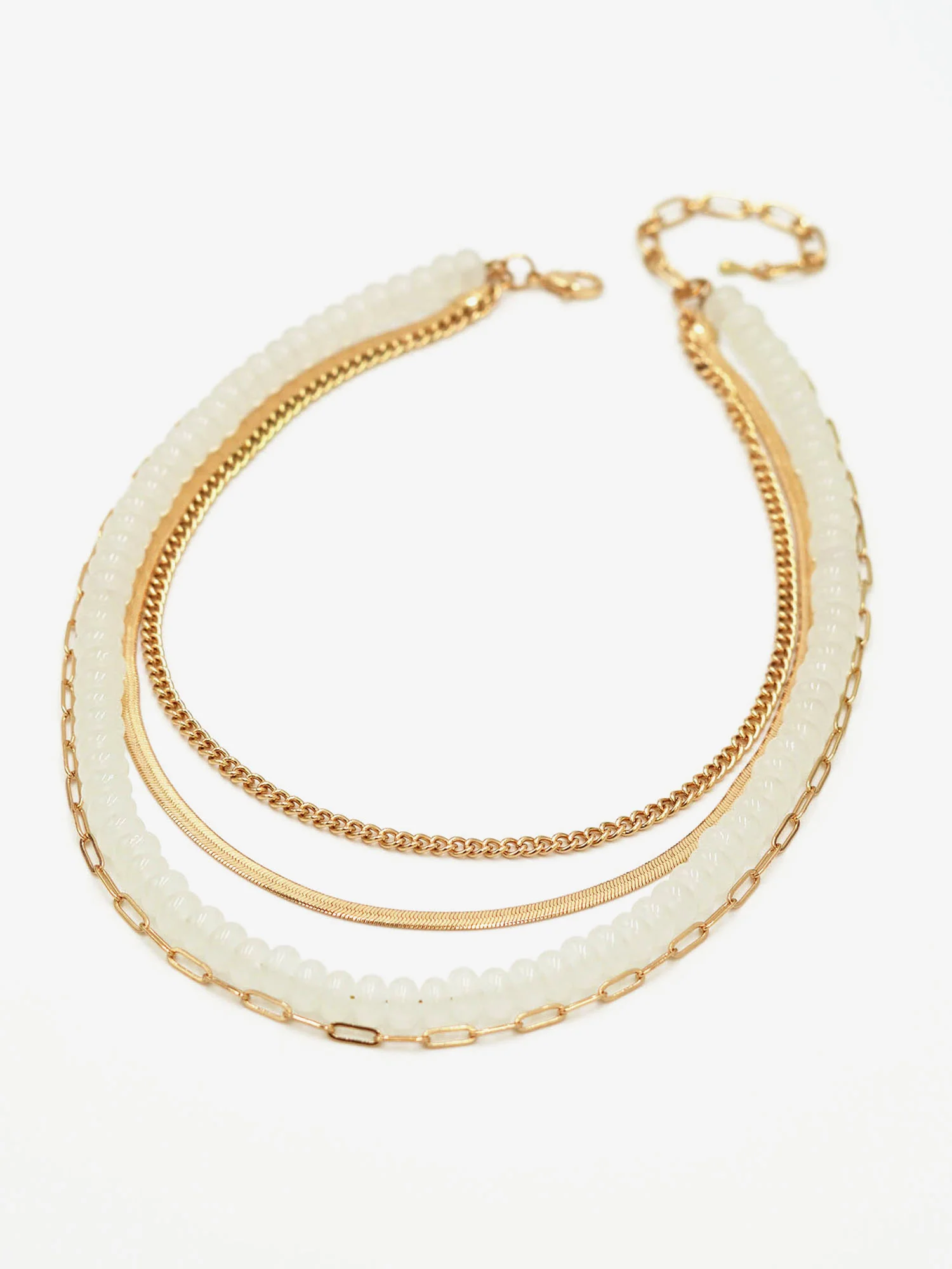 Multi Layer Beaded Chain Necklace