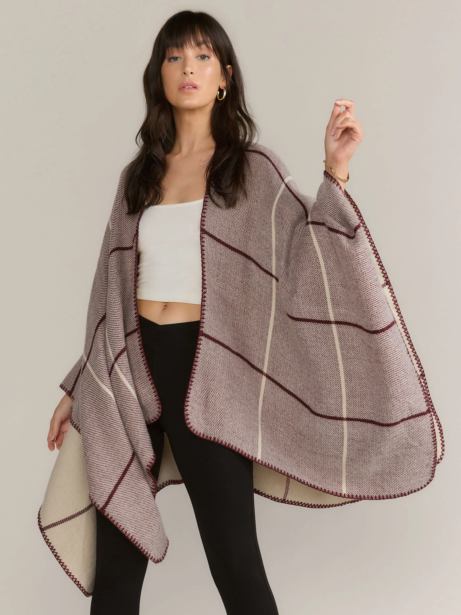 Reversible Windowpane Ruana