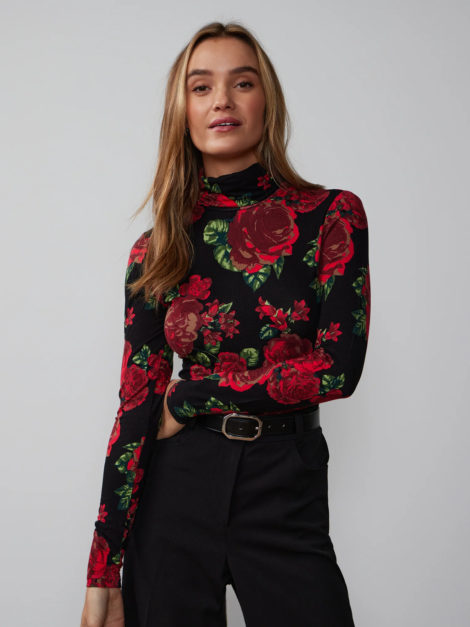 Long Sleeve Floral Print Top