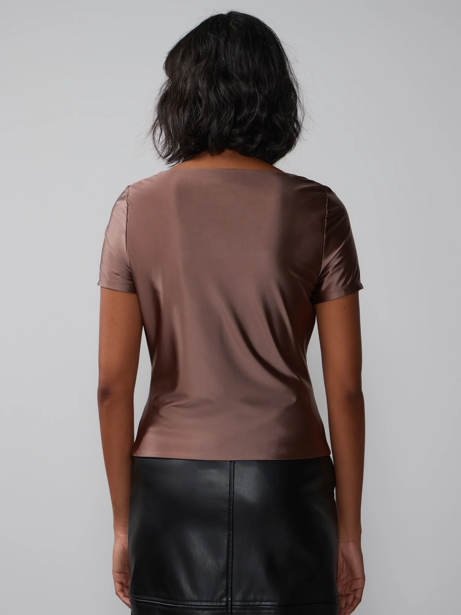 Short Sleeve Liquid Satin Top - Image 3