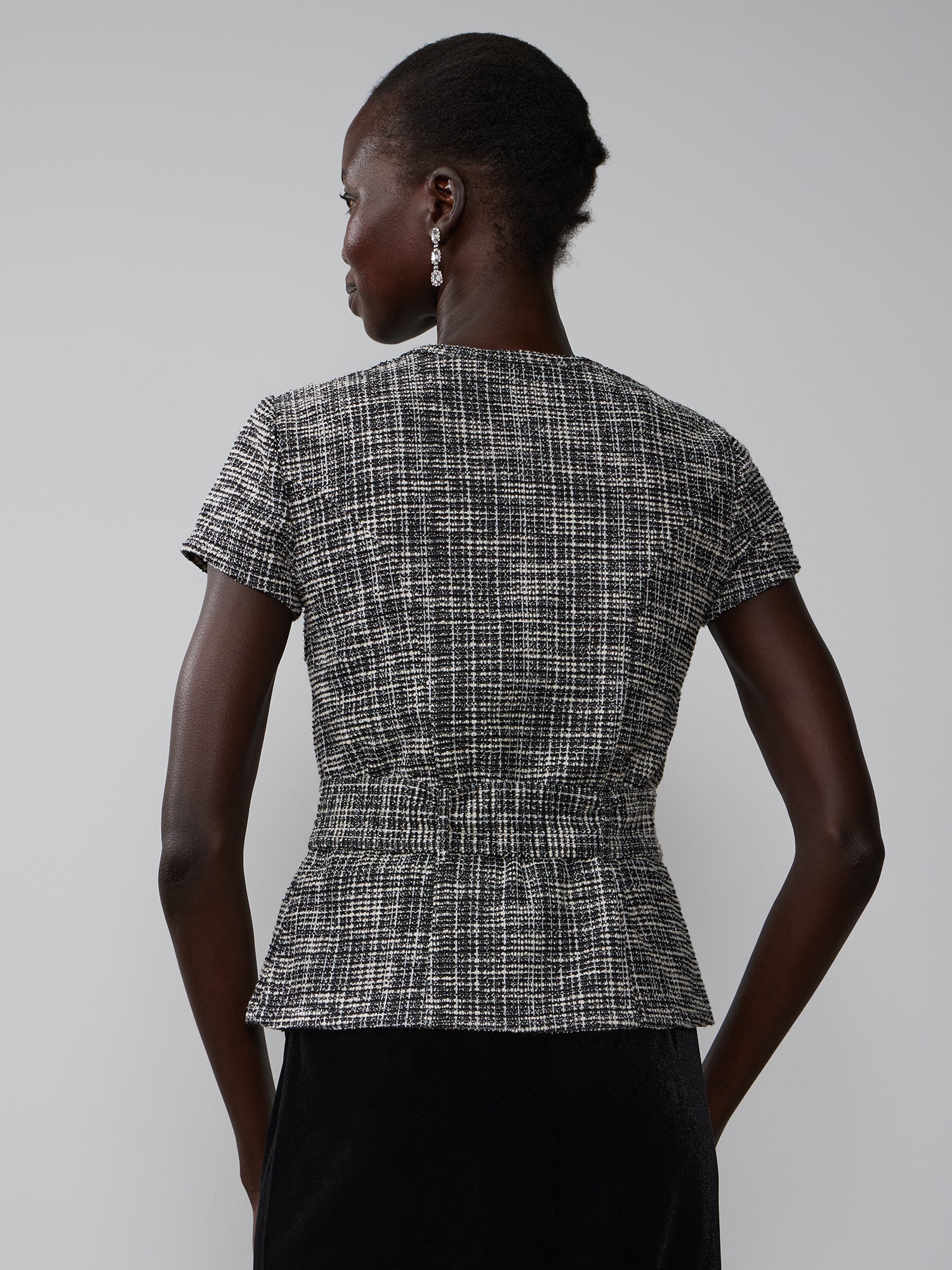 Short Sleeve Rhinestone Button Boucle Top - Image 3