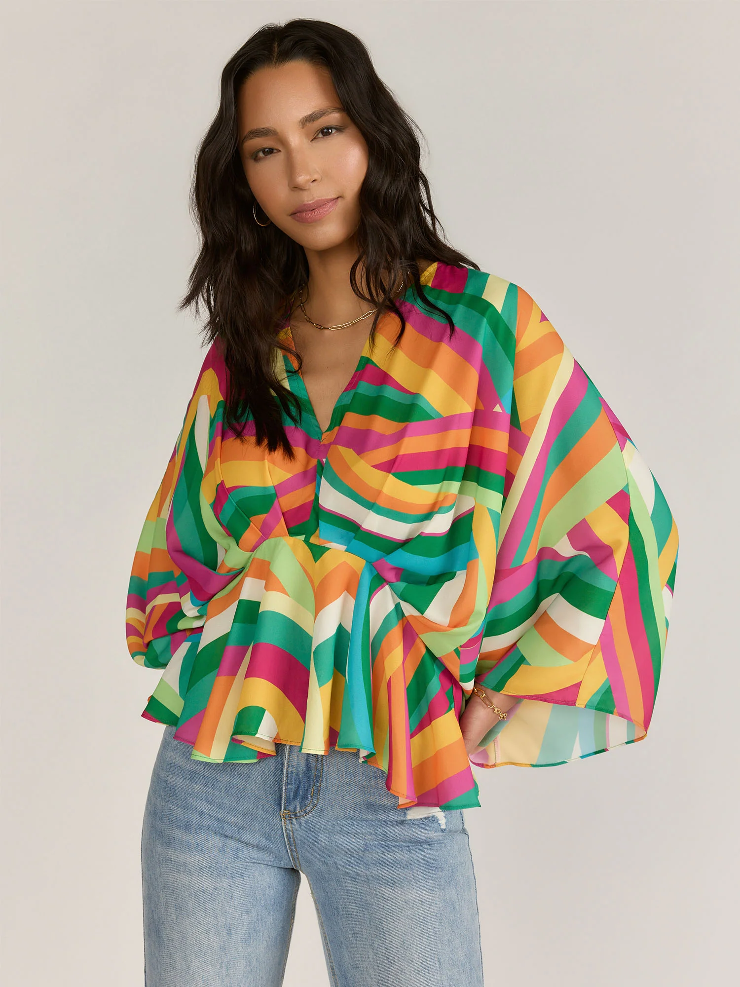 Flying Tomato Wrap Style Abstract Print Blouse - Brands We Love