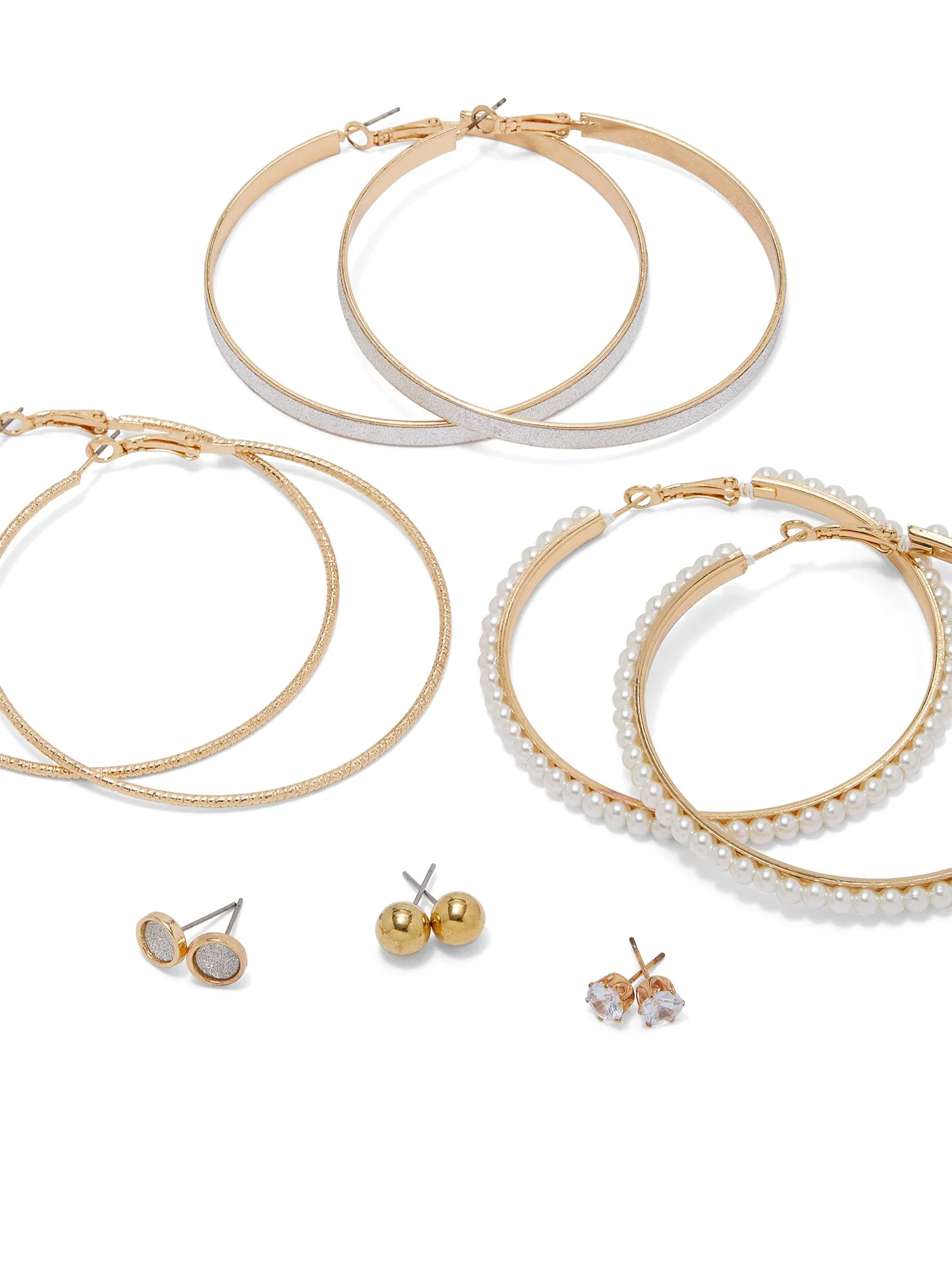 6-Piece Gold-Tone Hoop & Stud Earrings Set - Image 2