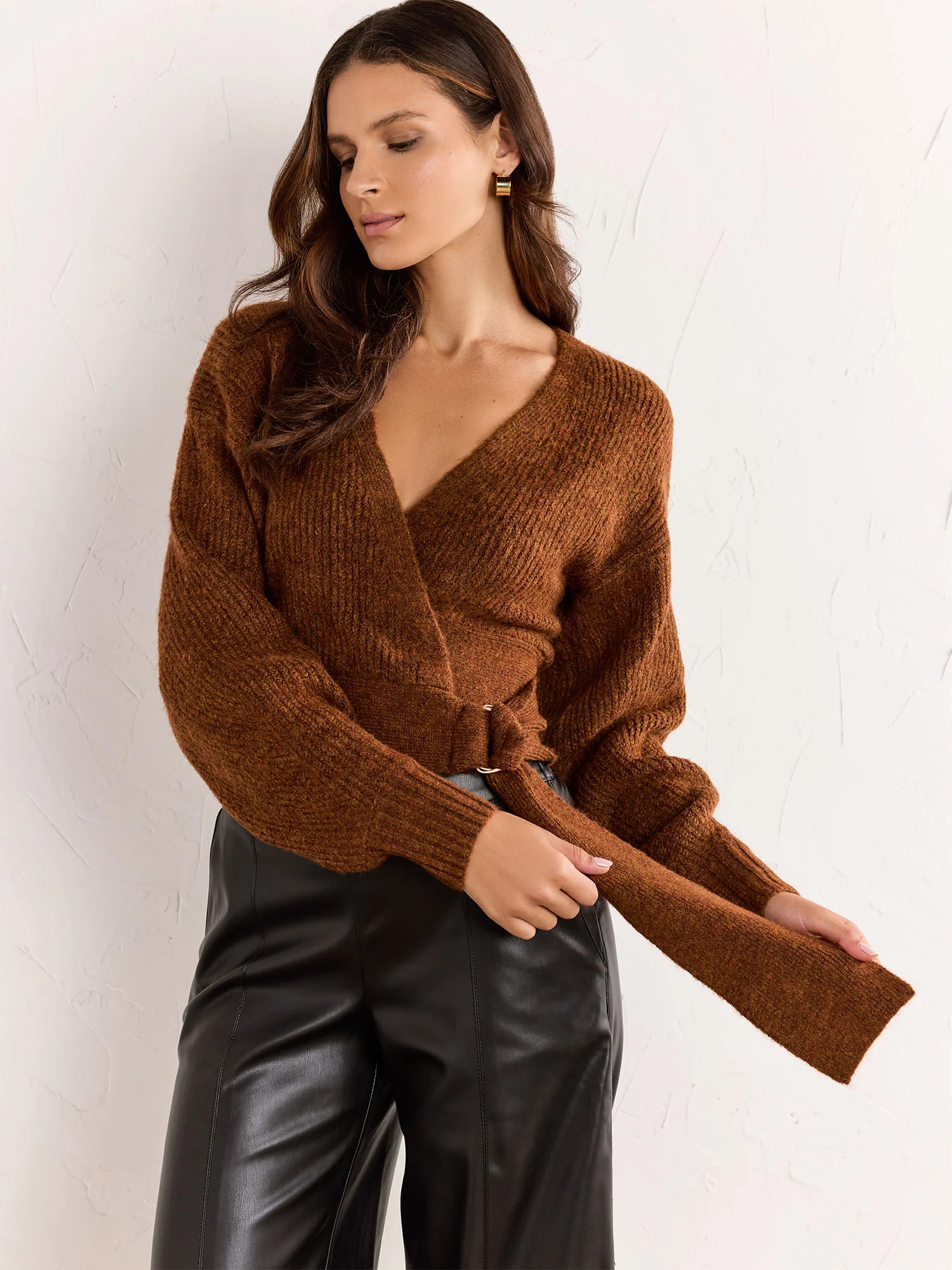 Flying Tomato Long Sleeve Surplice Neck Sweater - Brands We Love