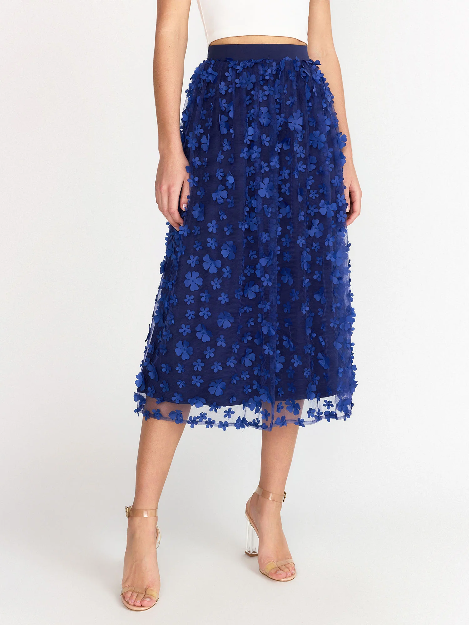 A-Line Floral Applique Mesh Skirt - Lena - Image 2