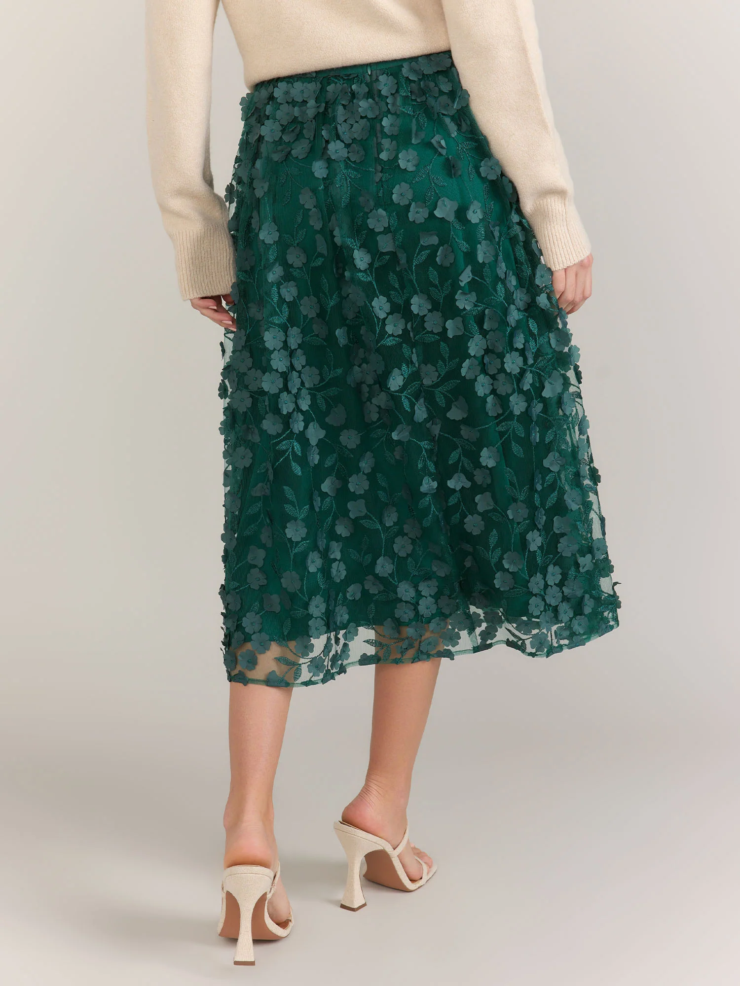 A-Line Floral Applique Mesh Skirt - Lena - Image 8